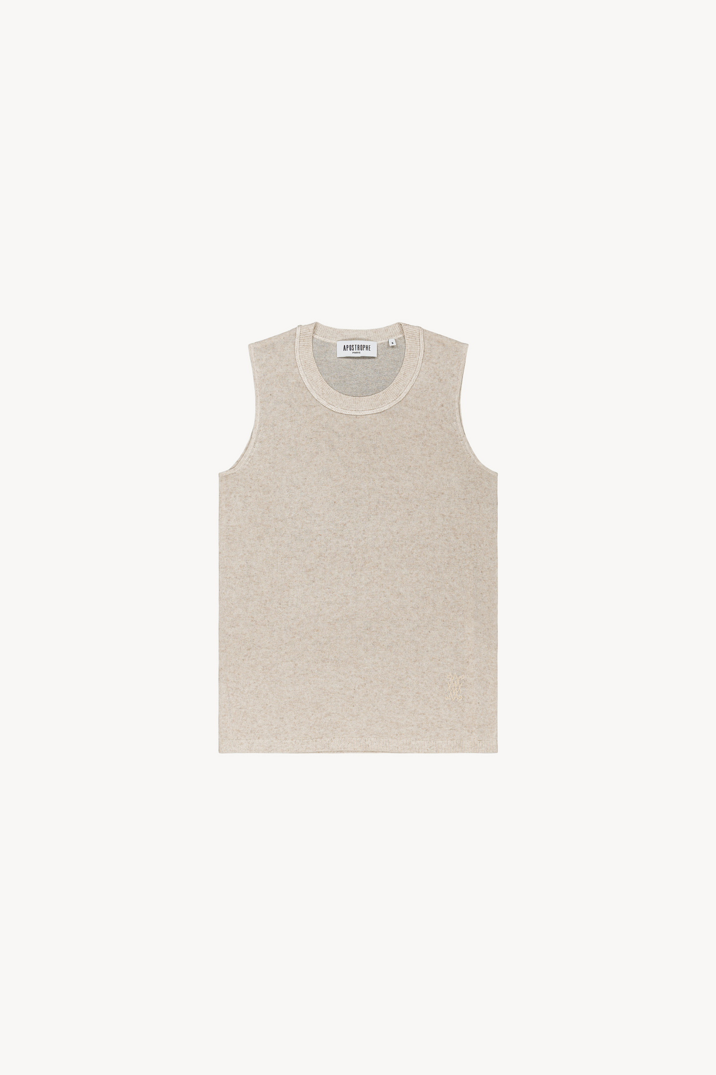 Beige round neck tank top