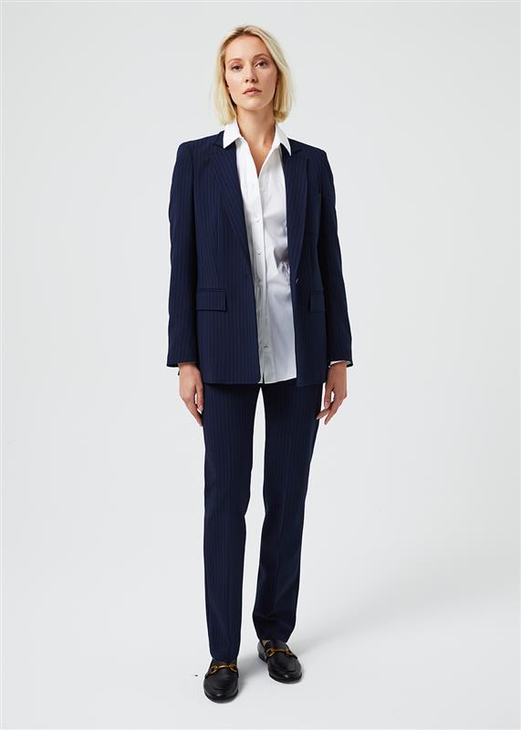 BLAZER A RAYURES BLEU MARINE