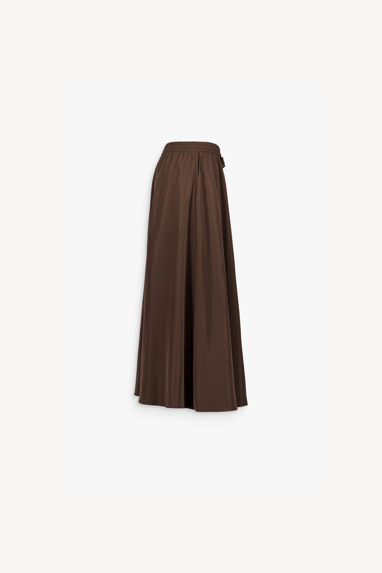 Jupe midi marron, dotée d’une taille ajustable et de poches italiennes