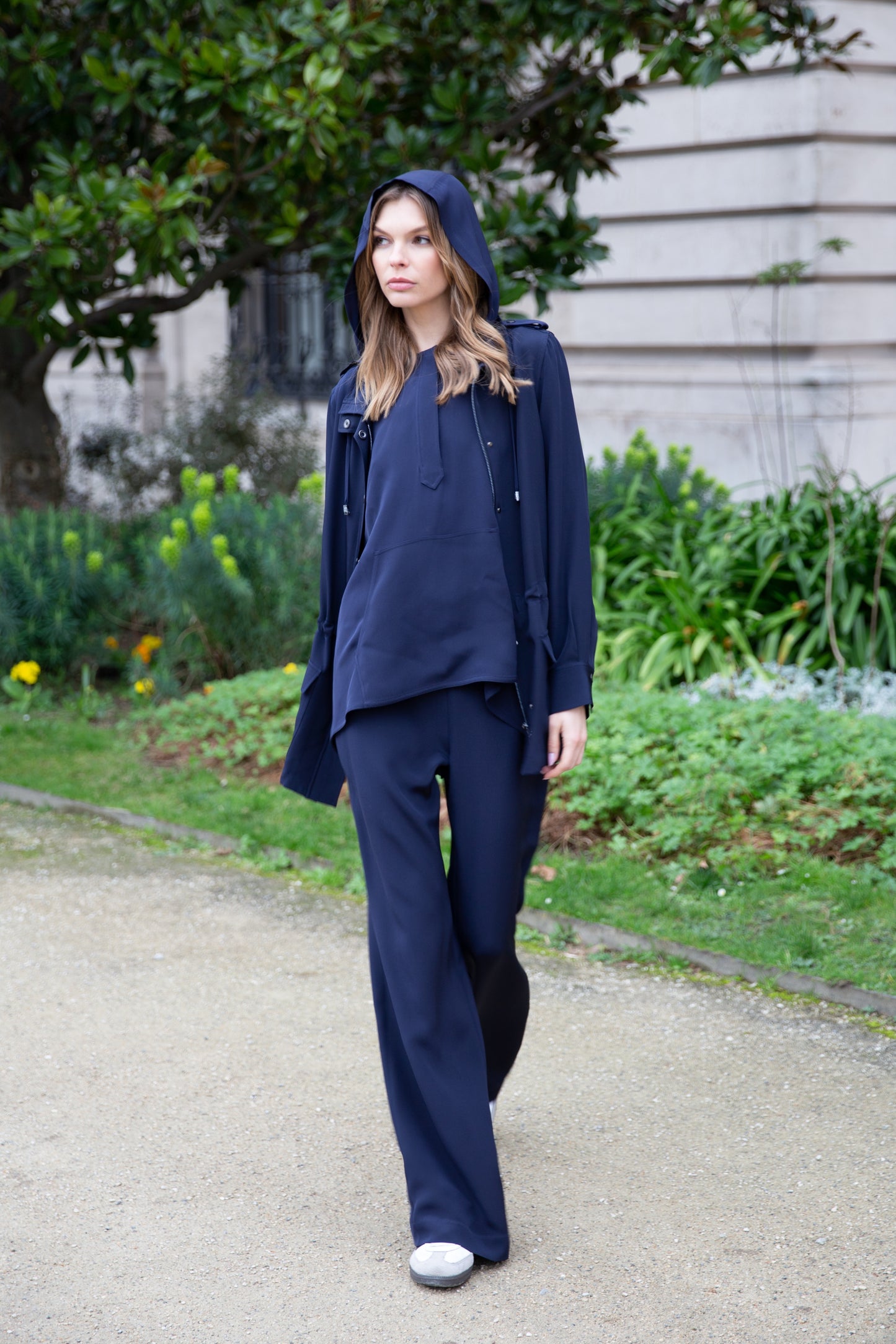 Navy blue flowing Saharan jacket
