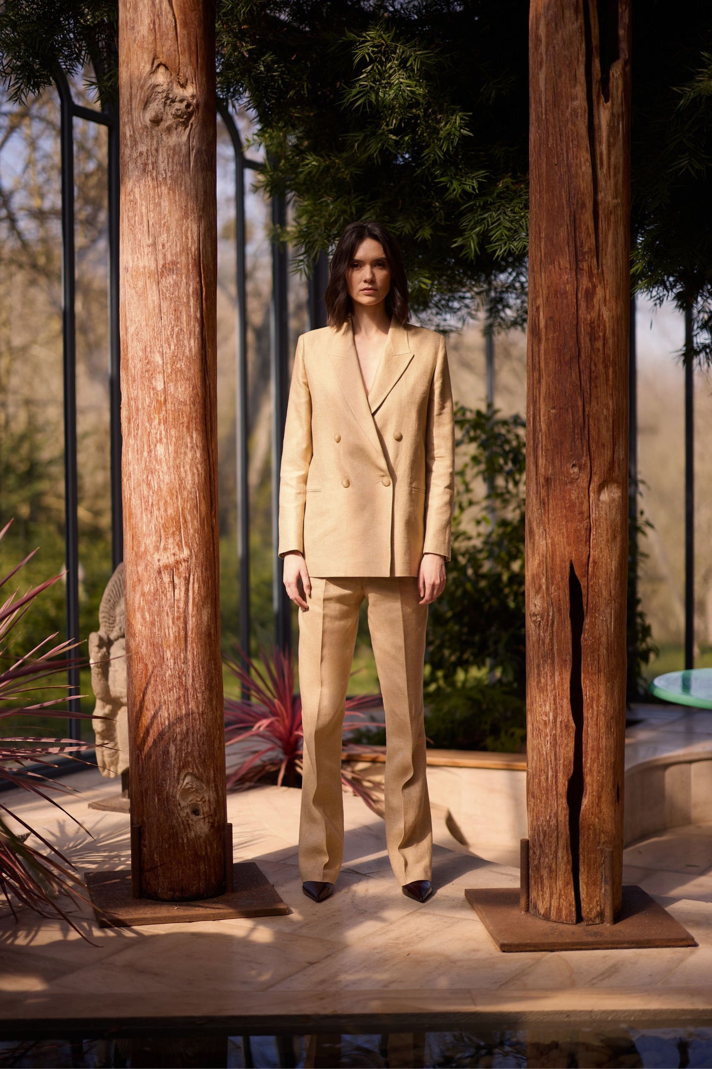 Beige linen pants