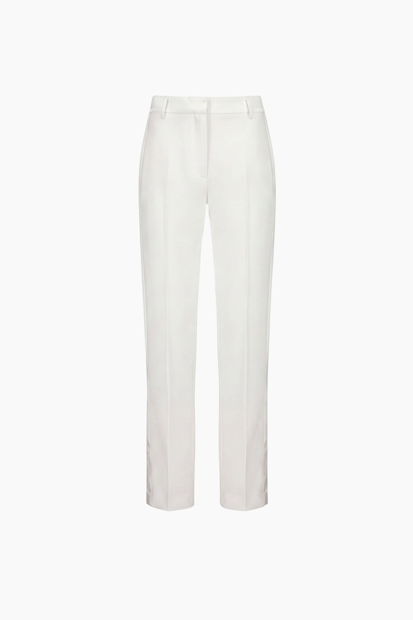 Pantalon droit blanc cassé en crêpe