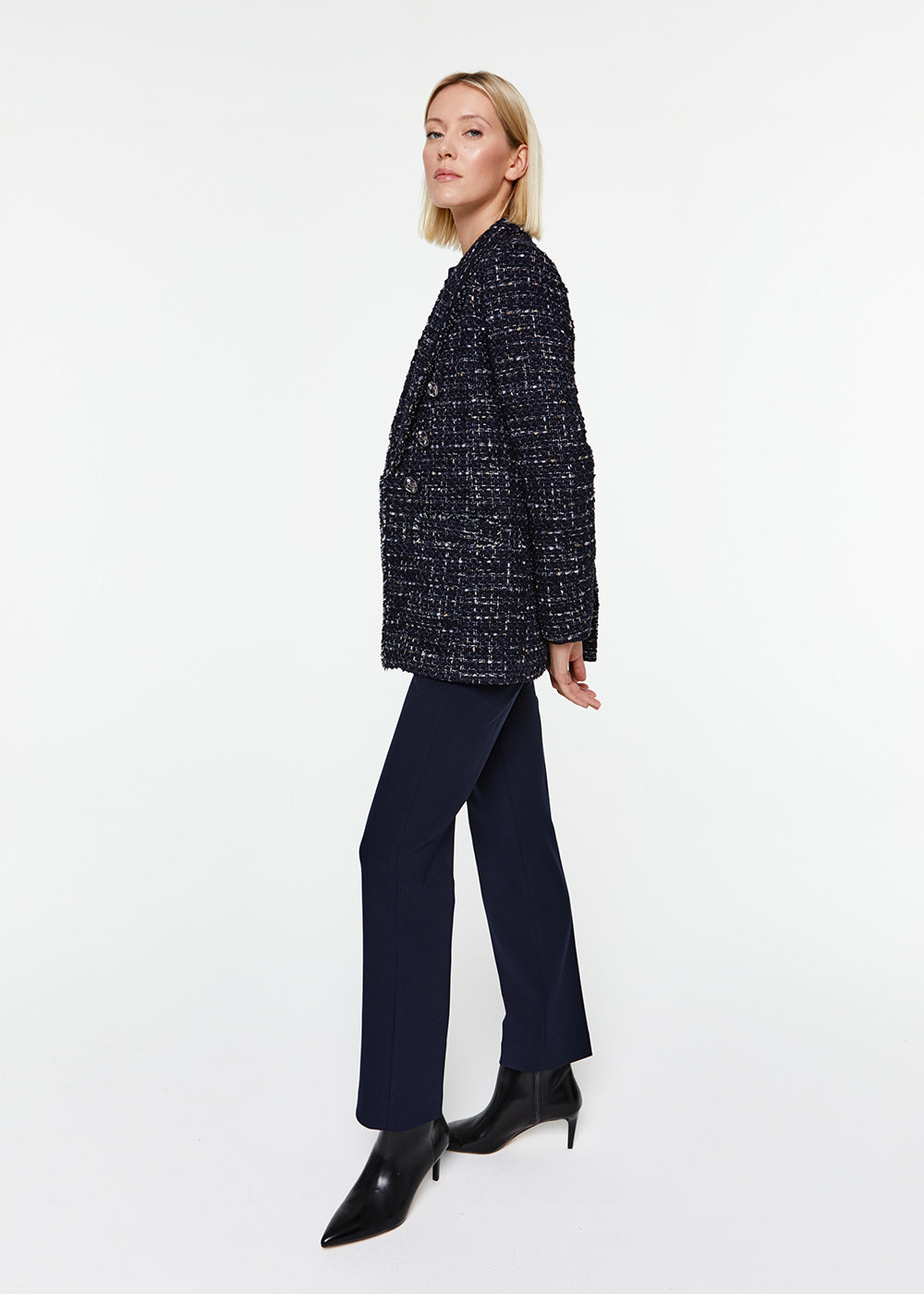 veste tweed marine pantalon plis marine