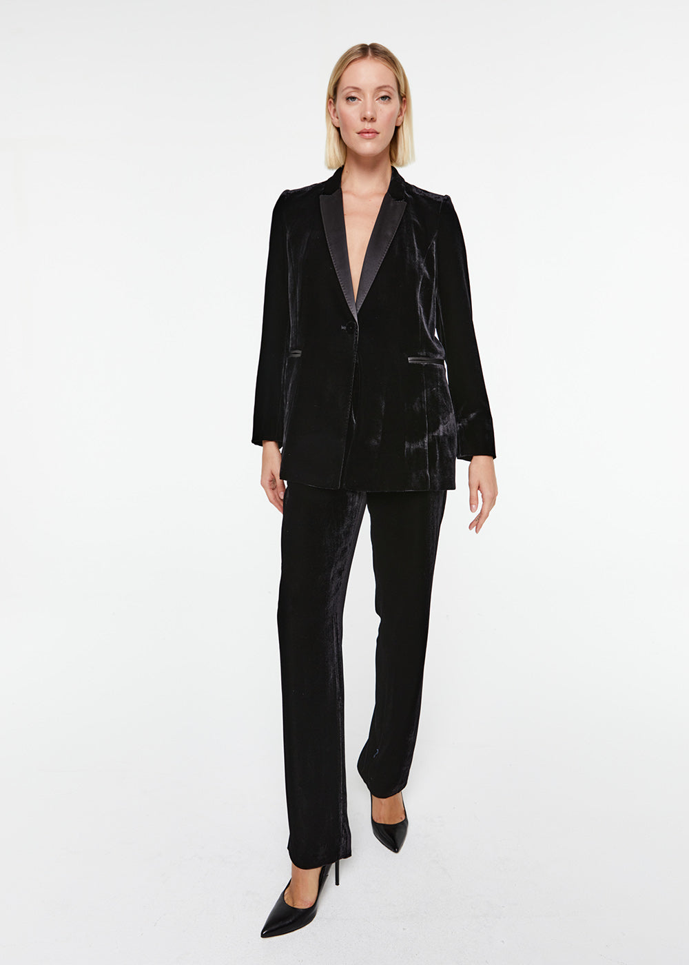 Tenue soirée total look veste blazer pantalon velours noir