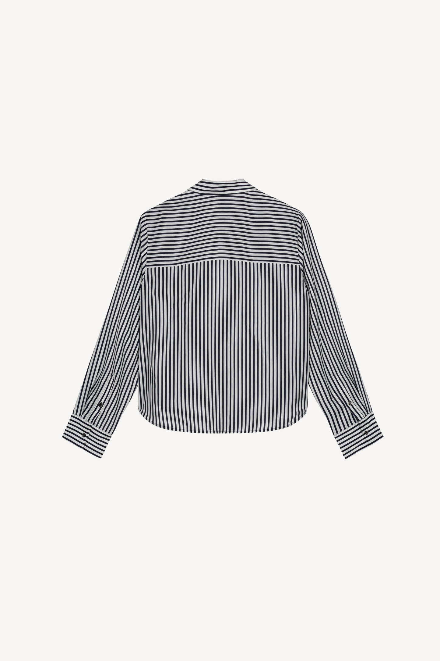 Chemise courte rayée en habotai de soie marine