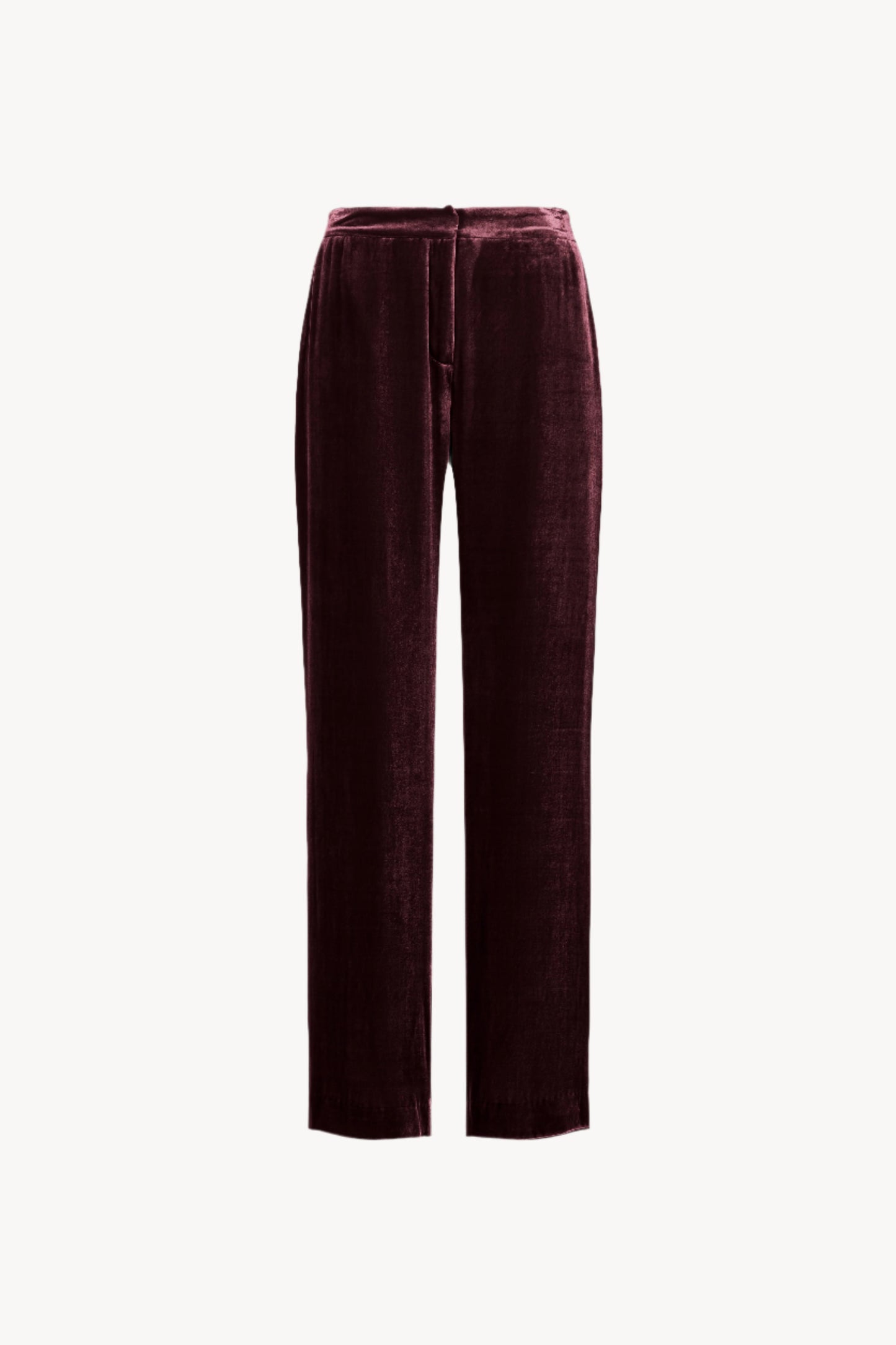 Pantalon droit en velours grenat