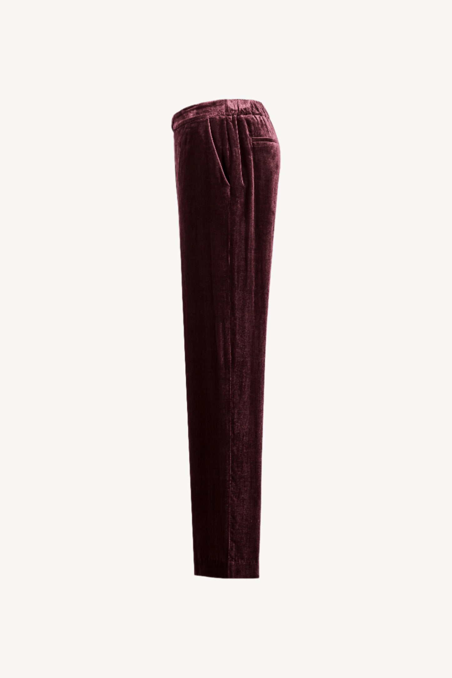Pantalon droit en velours grenat