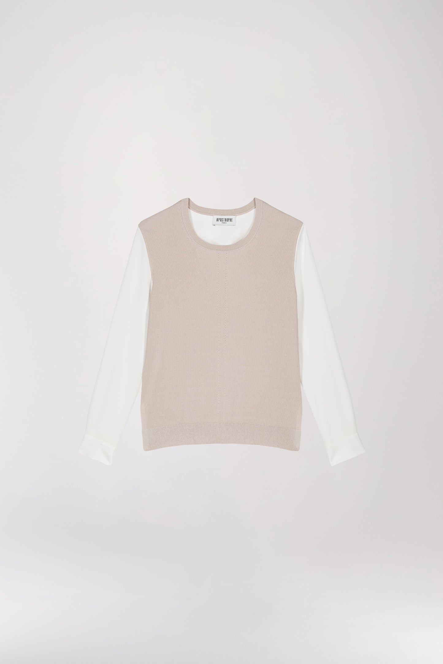 Concrete trompe-l'oeil two-material sweater