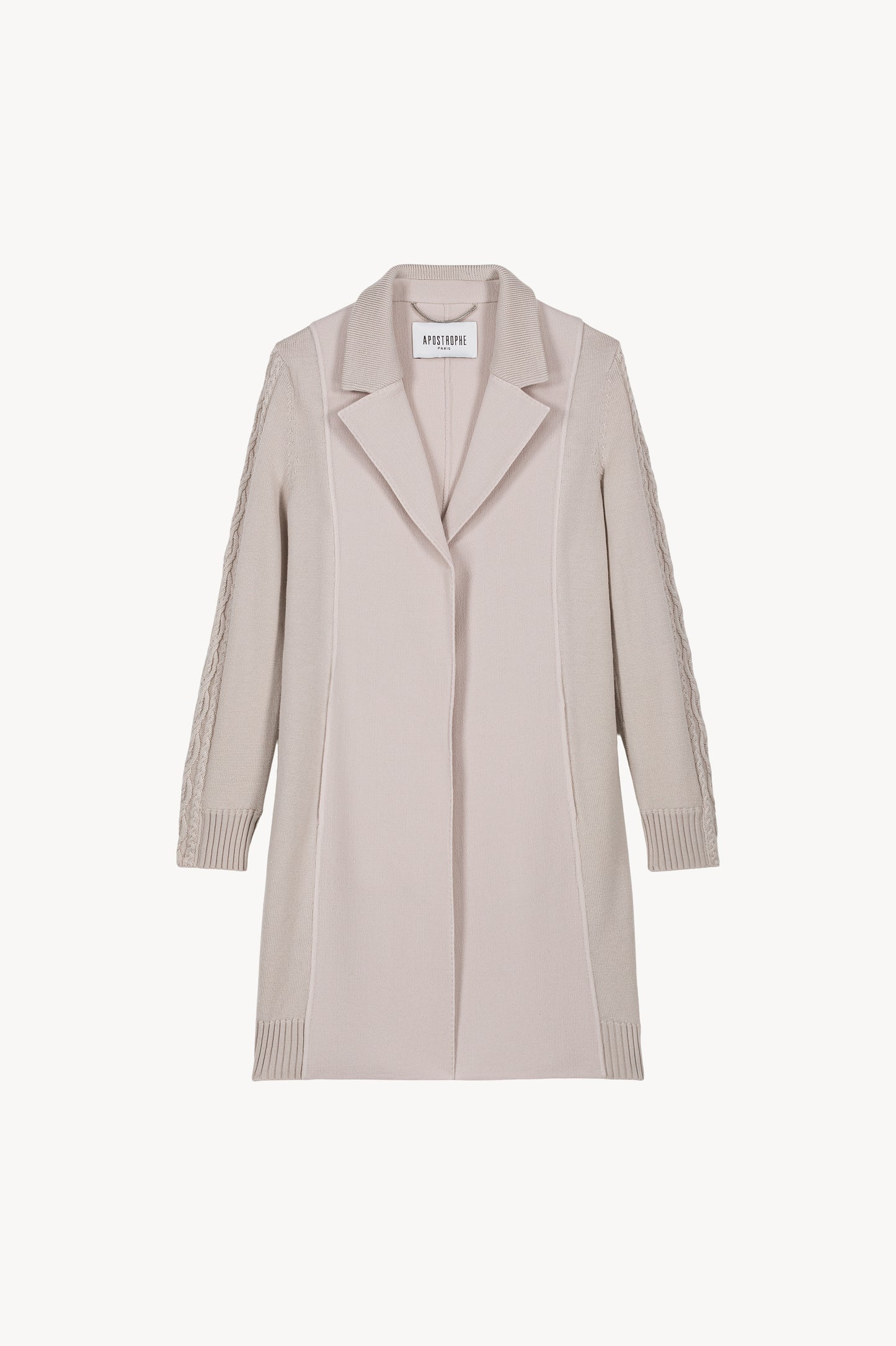 Concrete ribbed mid-length coat