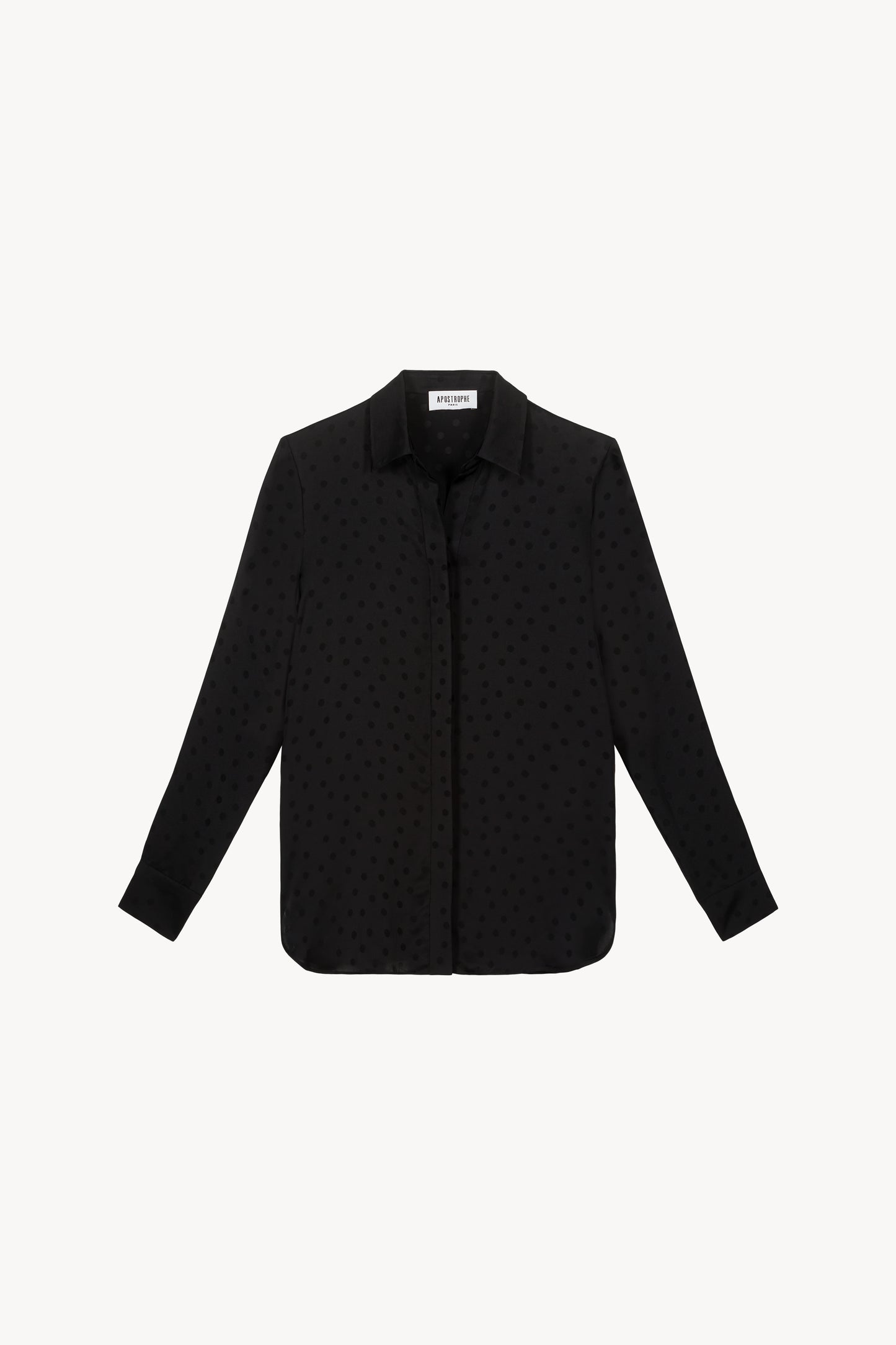Black polka dot silk shirt