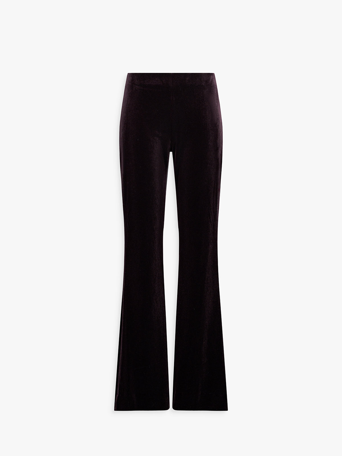 Pantalon évasé grenat à taille élastiquée et tombé fluide, allure élégante et féminine.