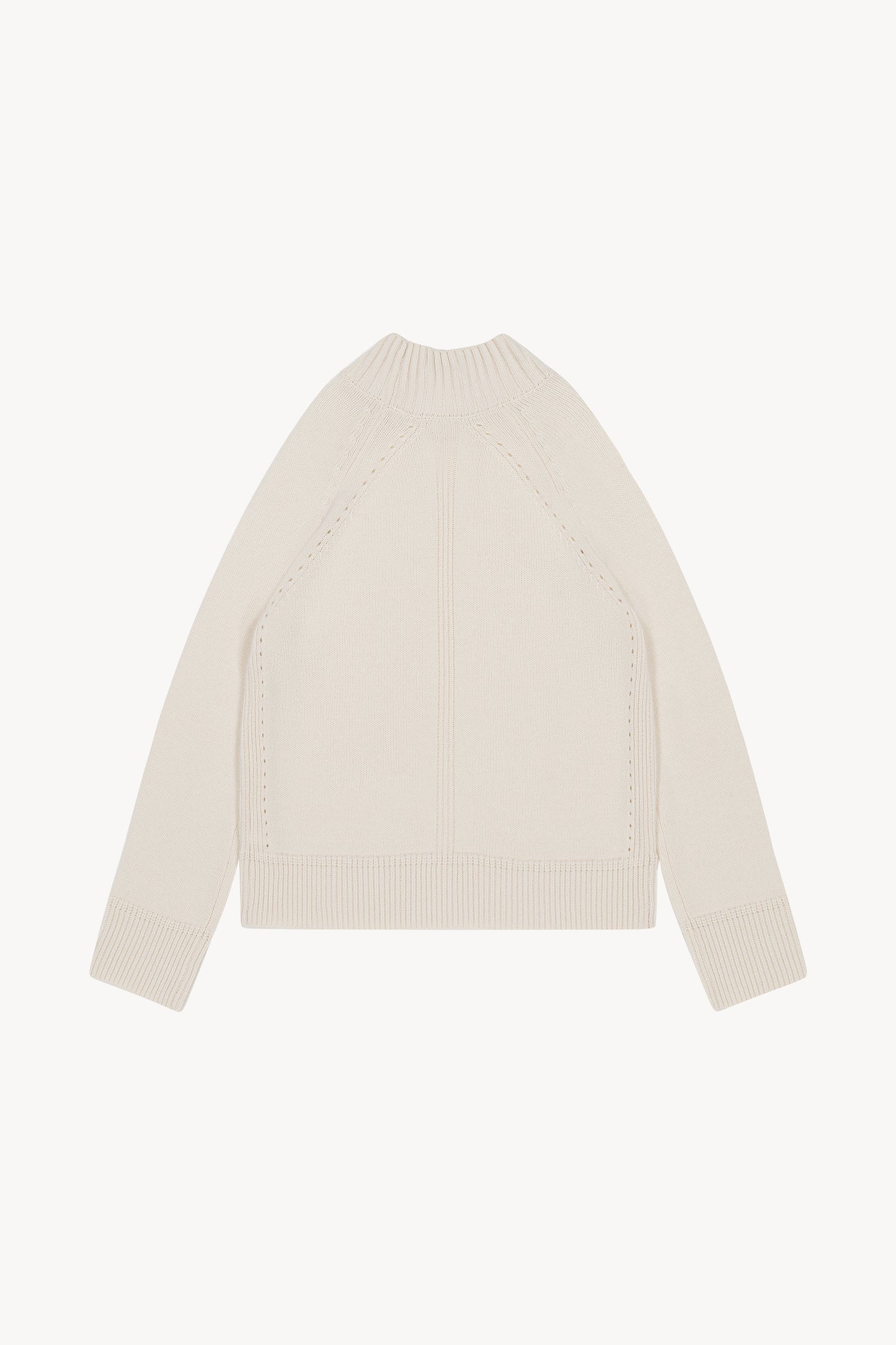 Pull col montant côtelé blanc cassé