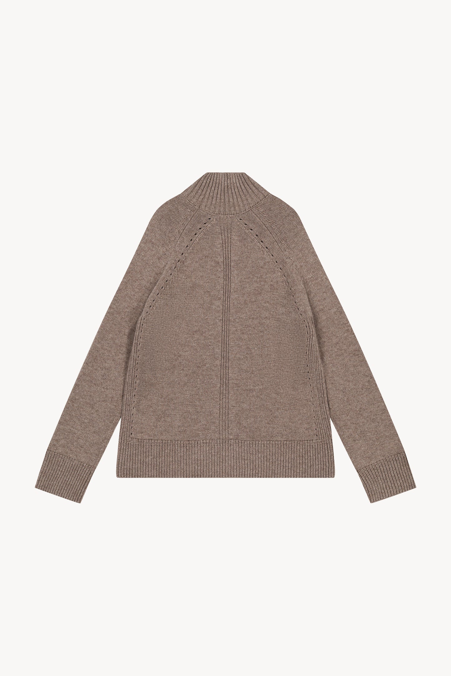 Pull col montant côtelé taupe moyen
