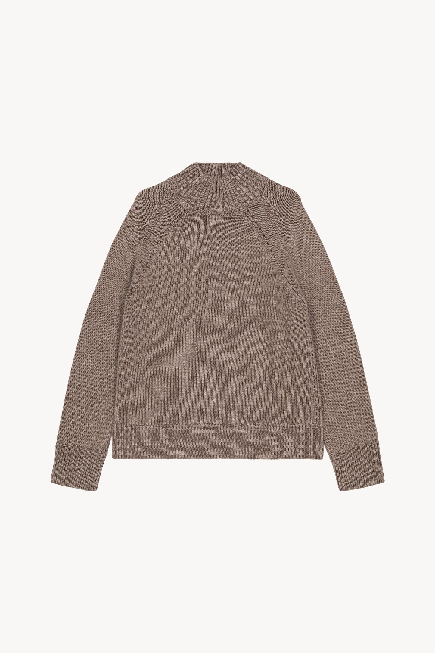 Pull col montant côtelé taupe moyen