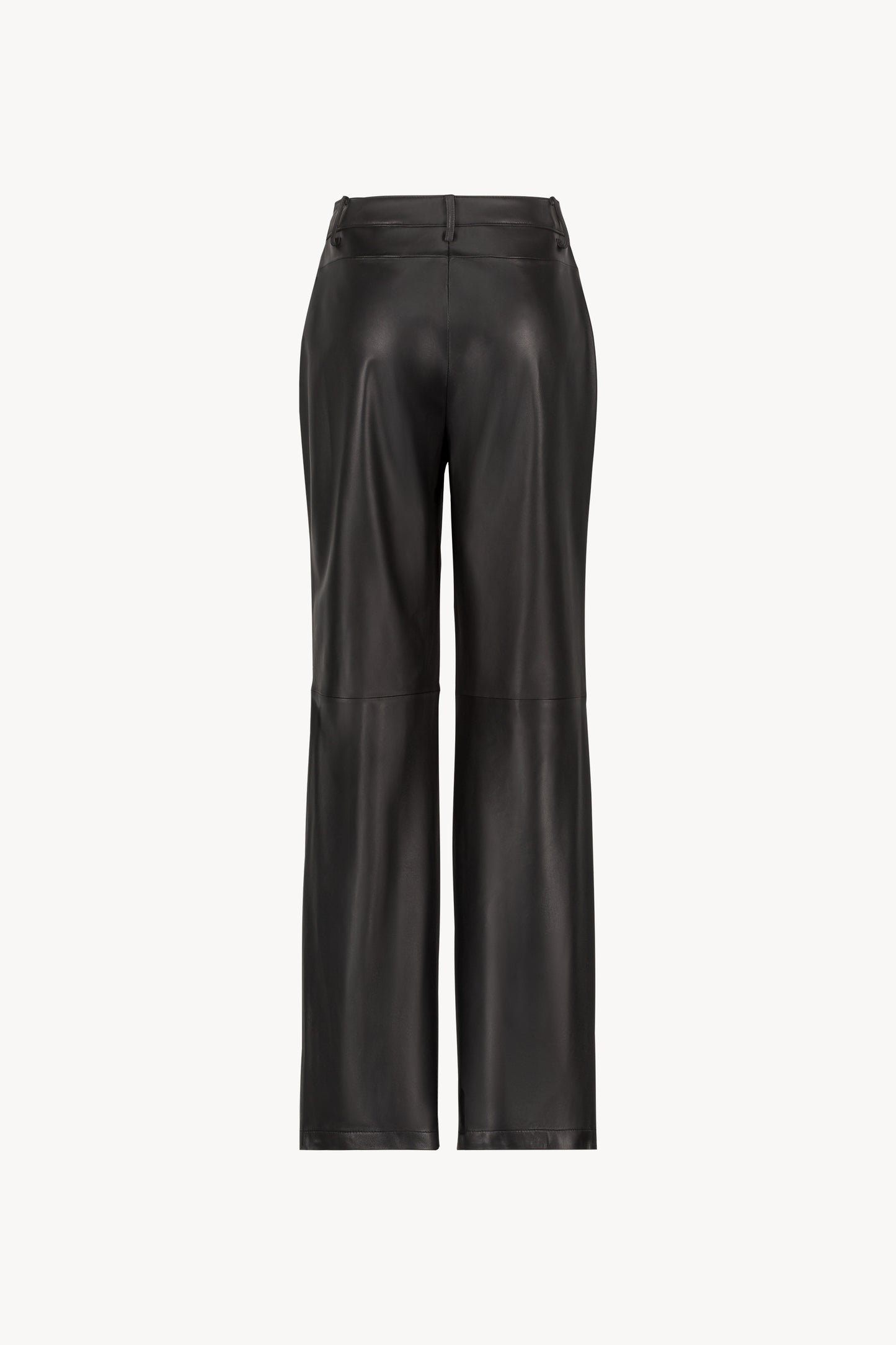 Pantalon large en cuir noir, avec une taille ajustée