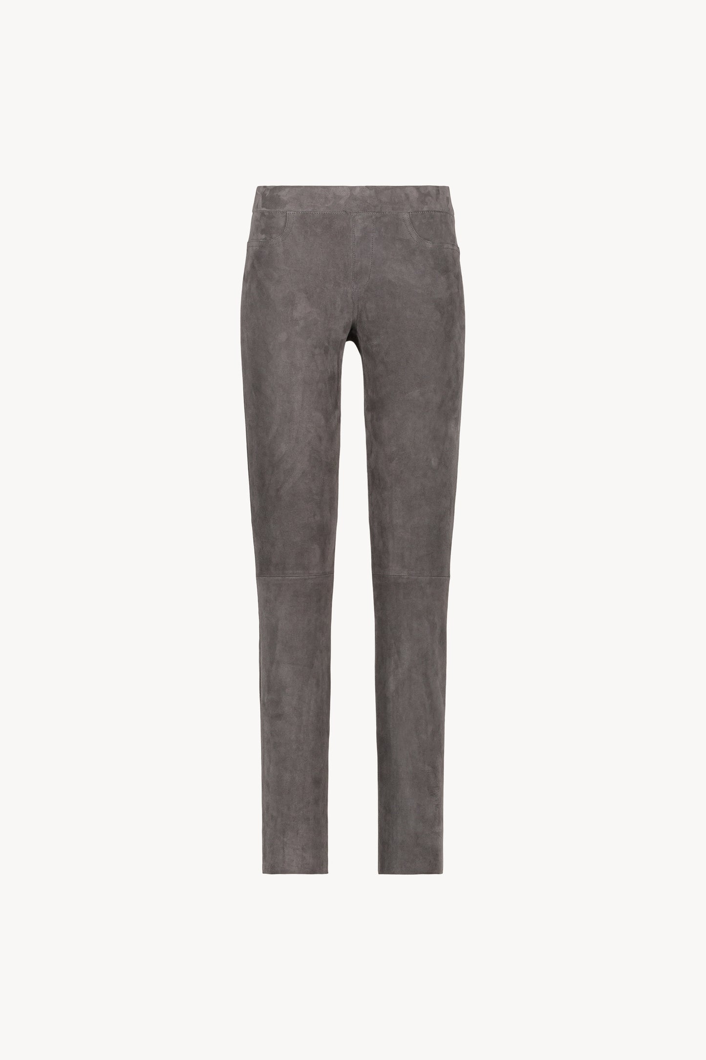 Pantalon legging gris moyen en daim avec coupe ajustée et tissu doux