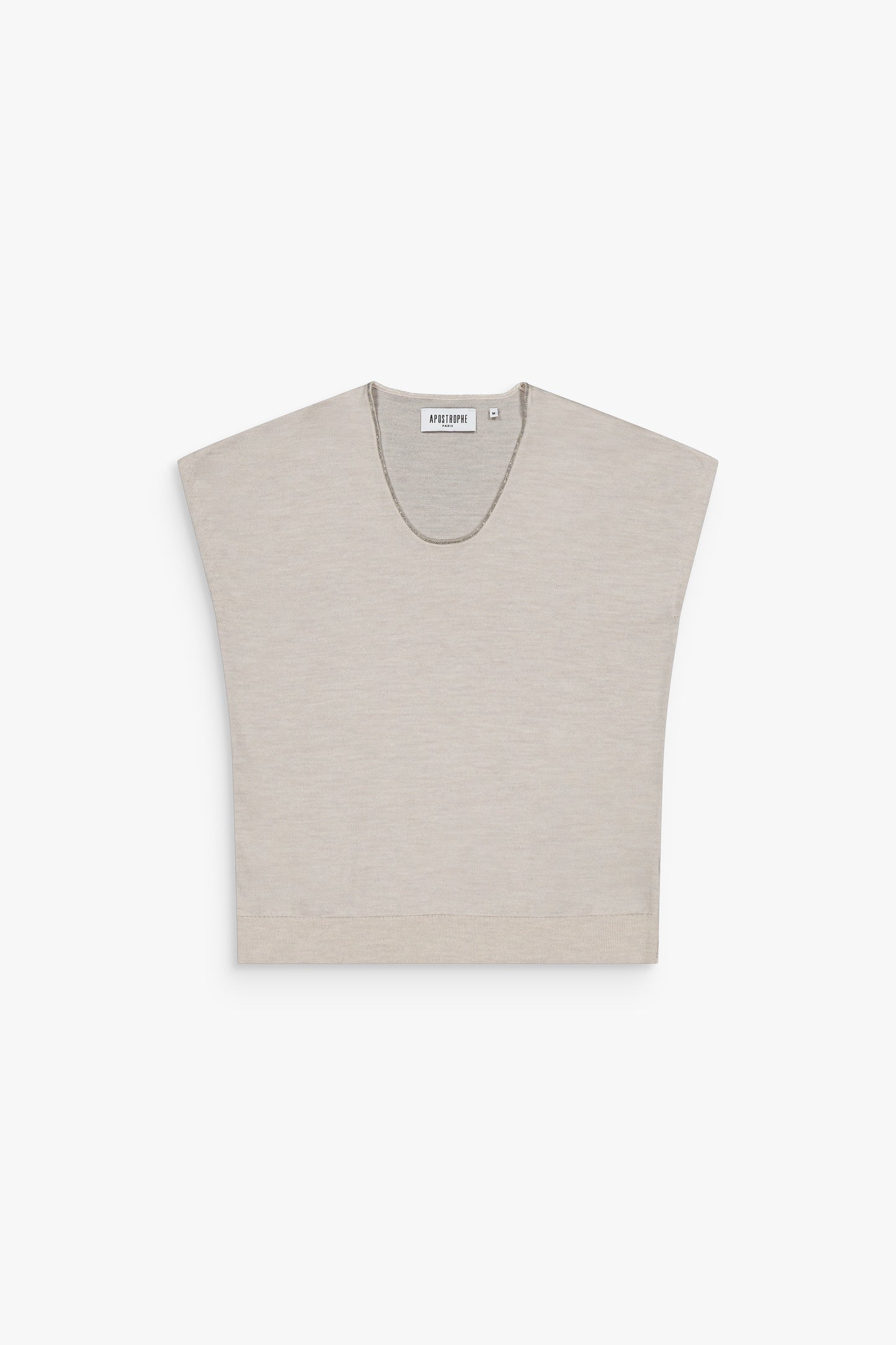 Débardeur béton en laine mérinos avec coupe ajustée et sequins subtils