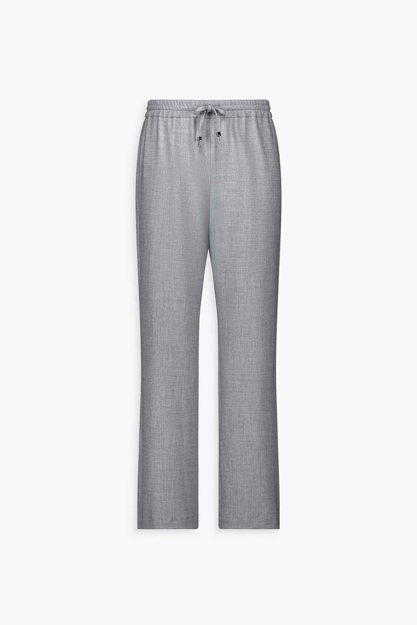 Pantalon droit gris moyen, coupe fluide et taille ajustable.