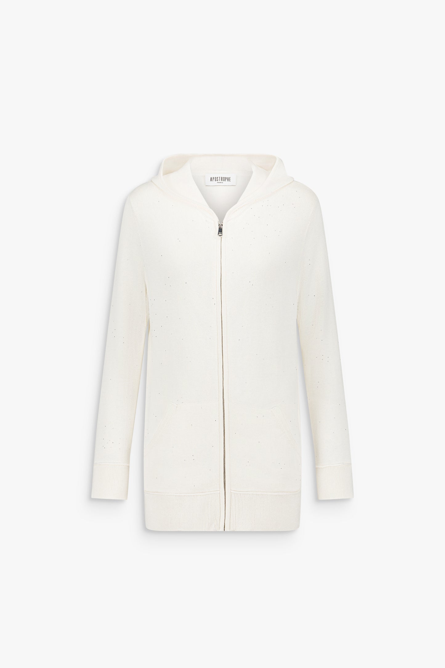 Gilet ajusté blanc cassé à encolure ronde et détails de sequins.