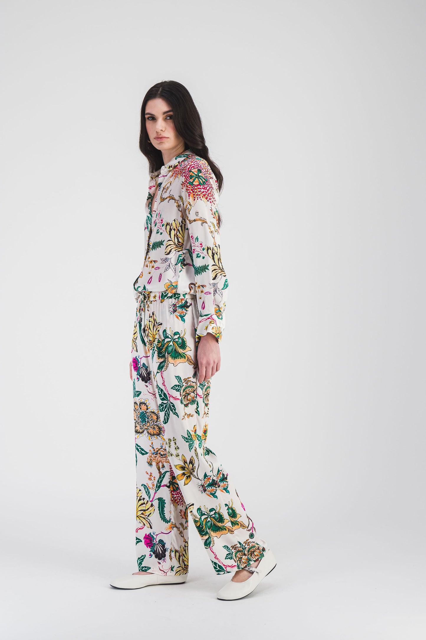 Chemise en satin imprimé floral