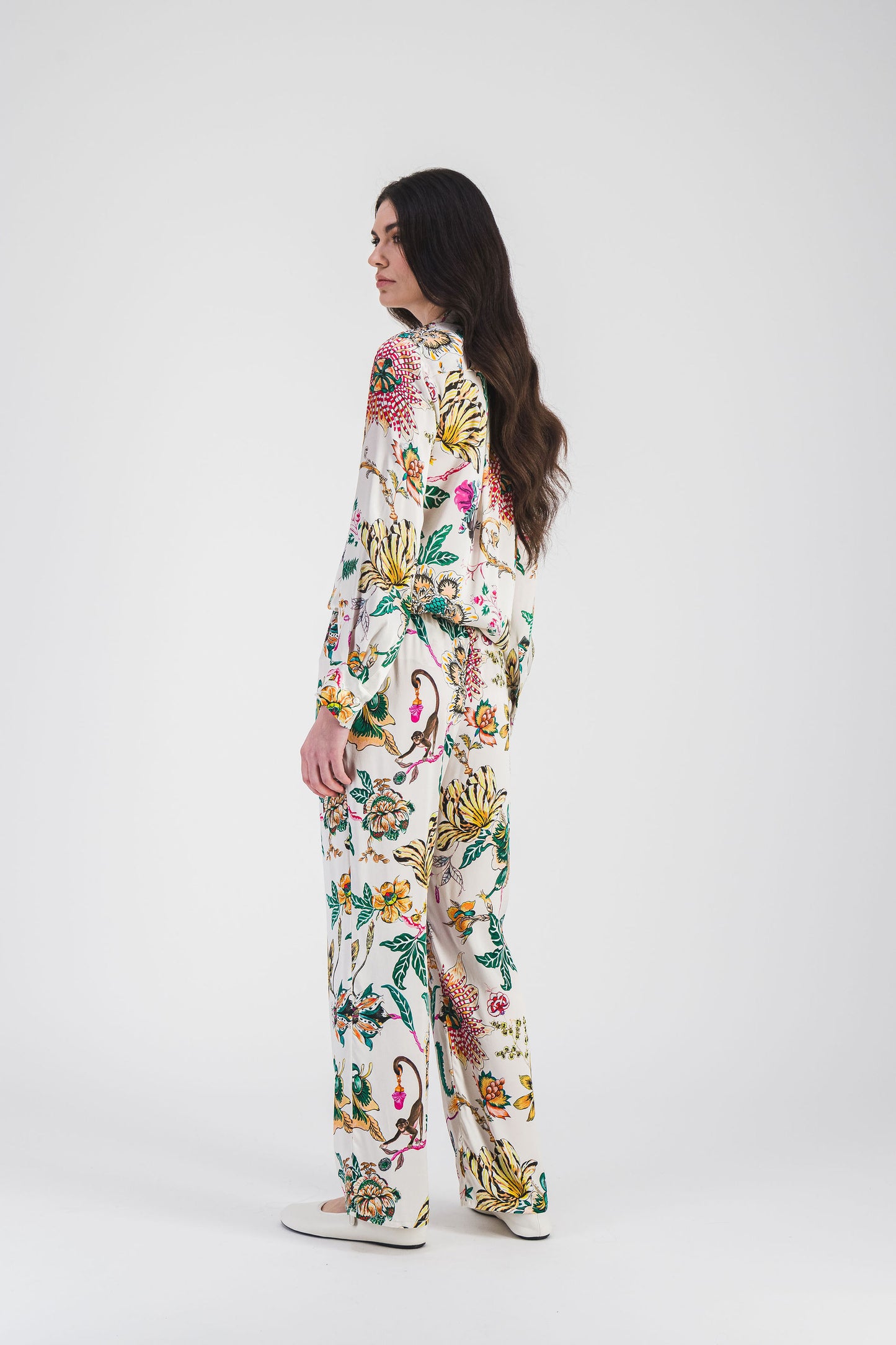 Chemise en satin imprimé floral