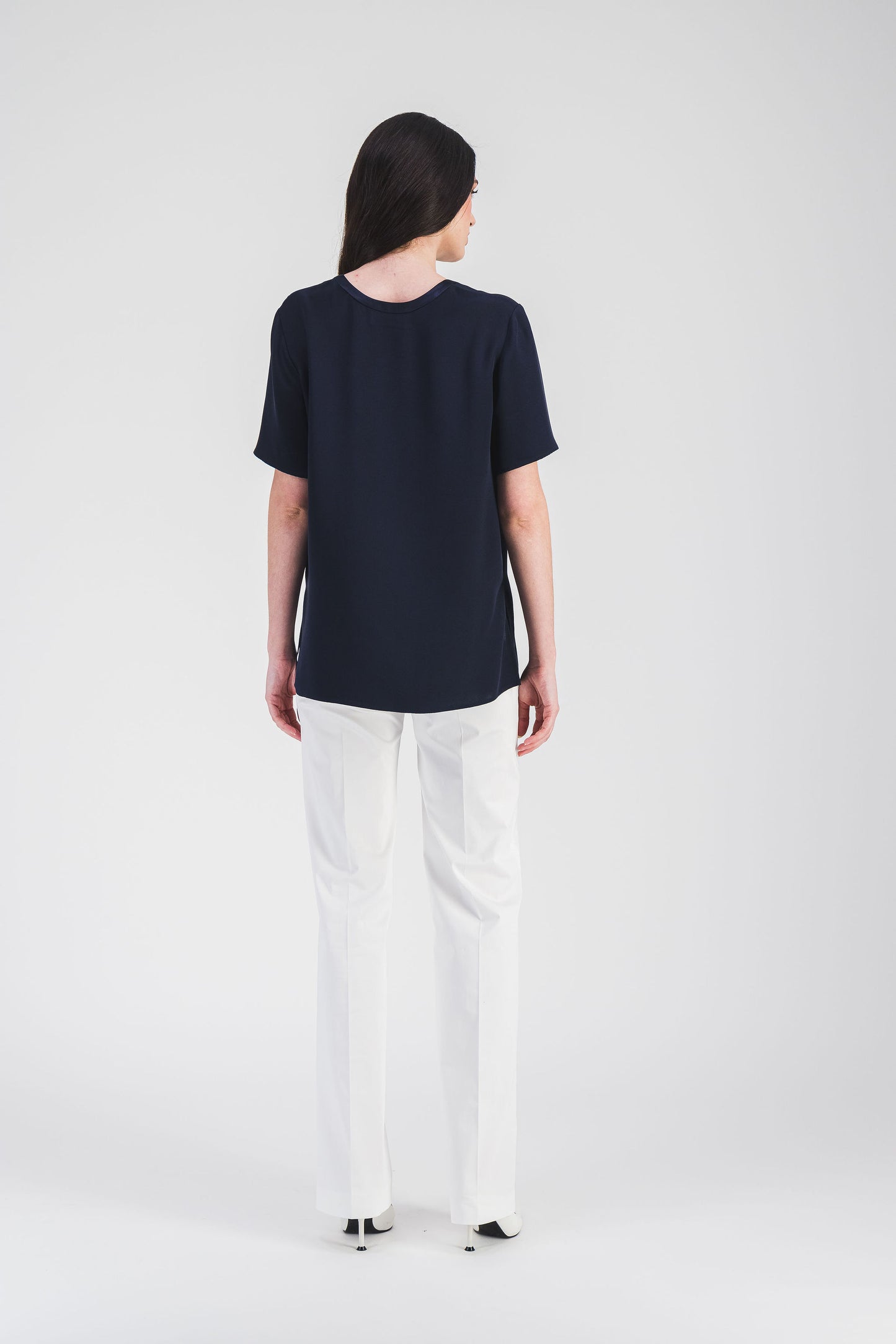 Blouse en soie marine