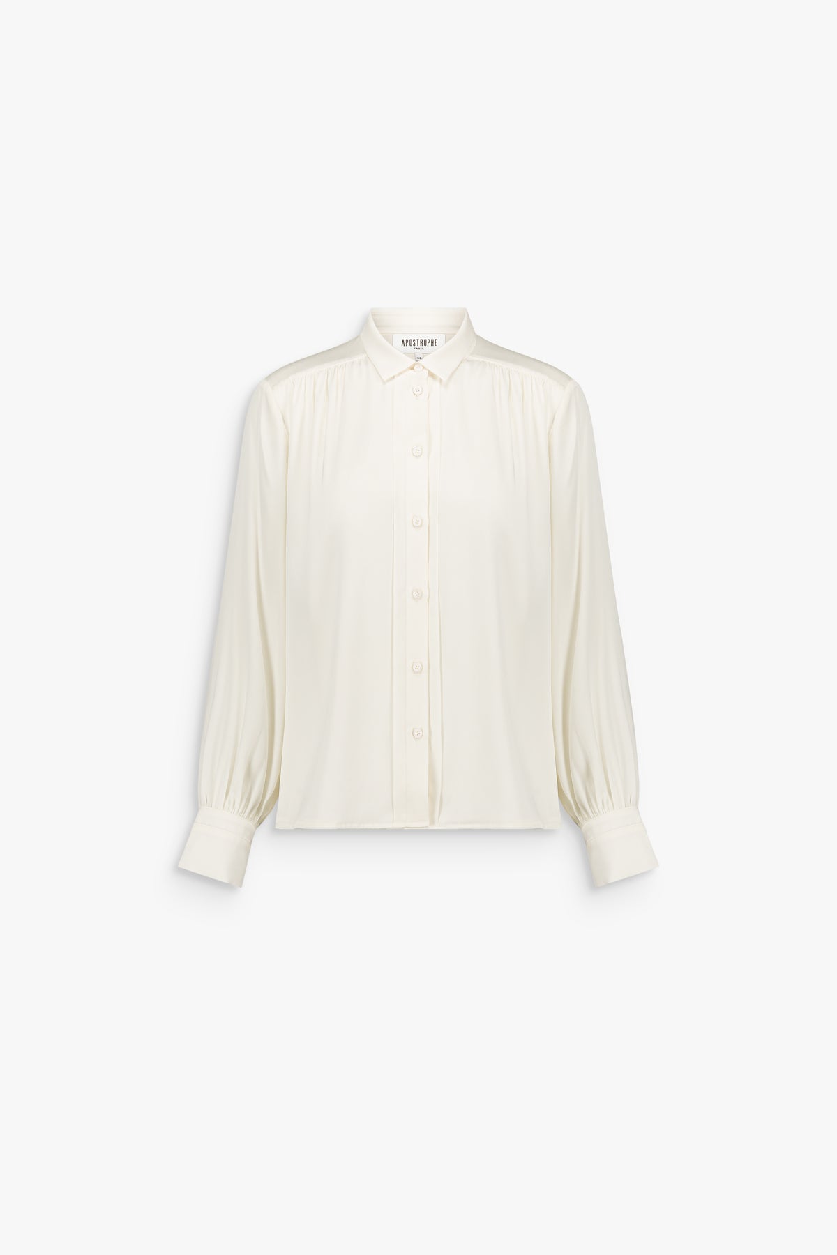 Chemise fluide en soie col chemise blanc cassé