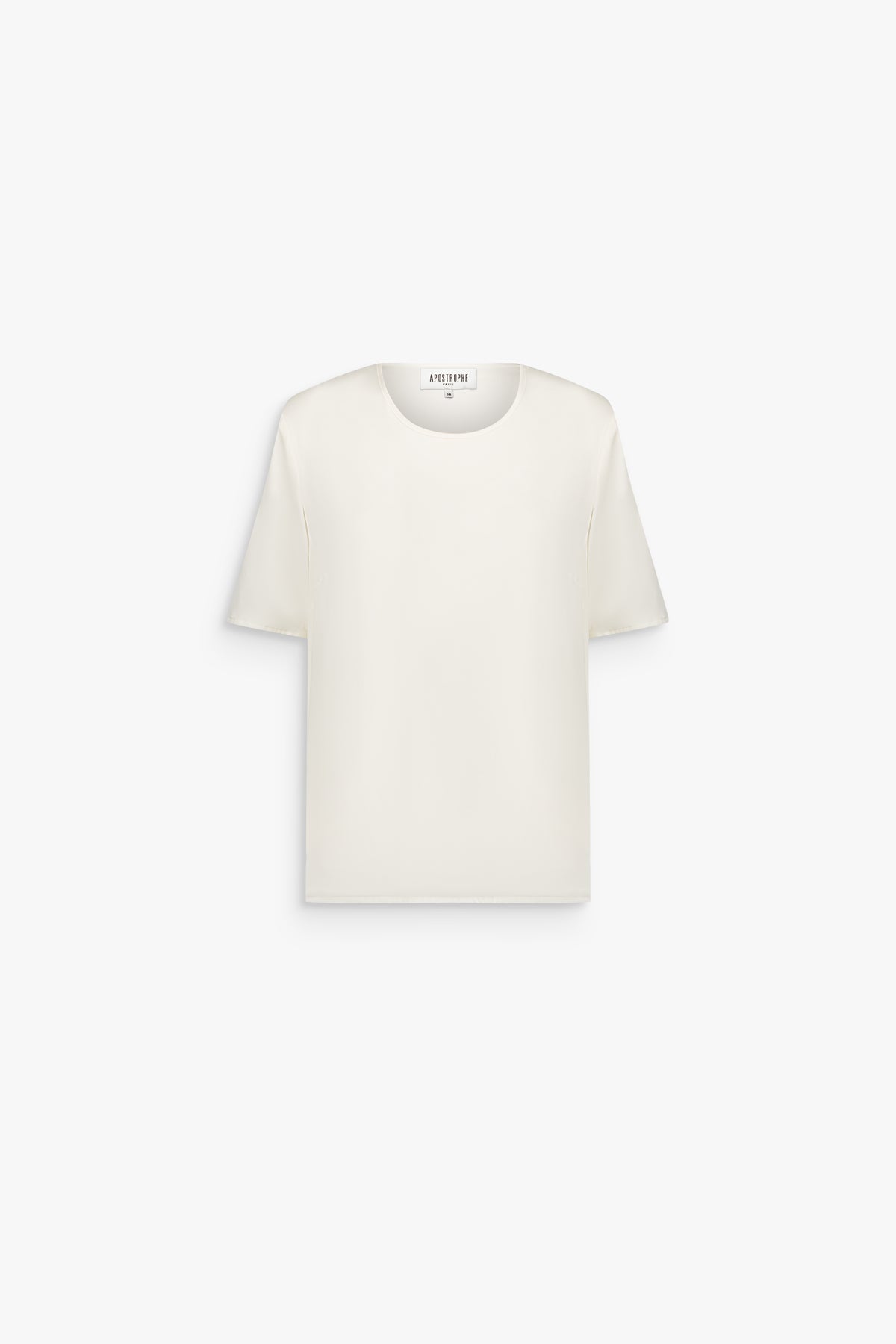 T-shirt fluide soie col rond blanc cassé