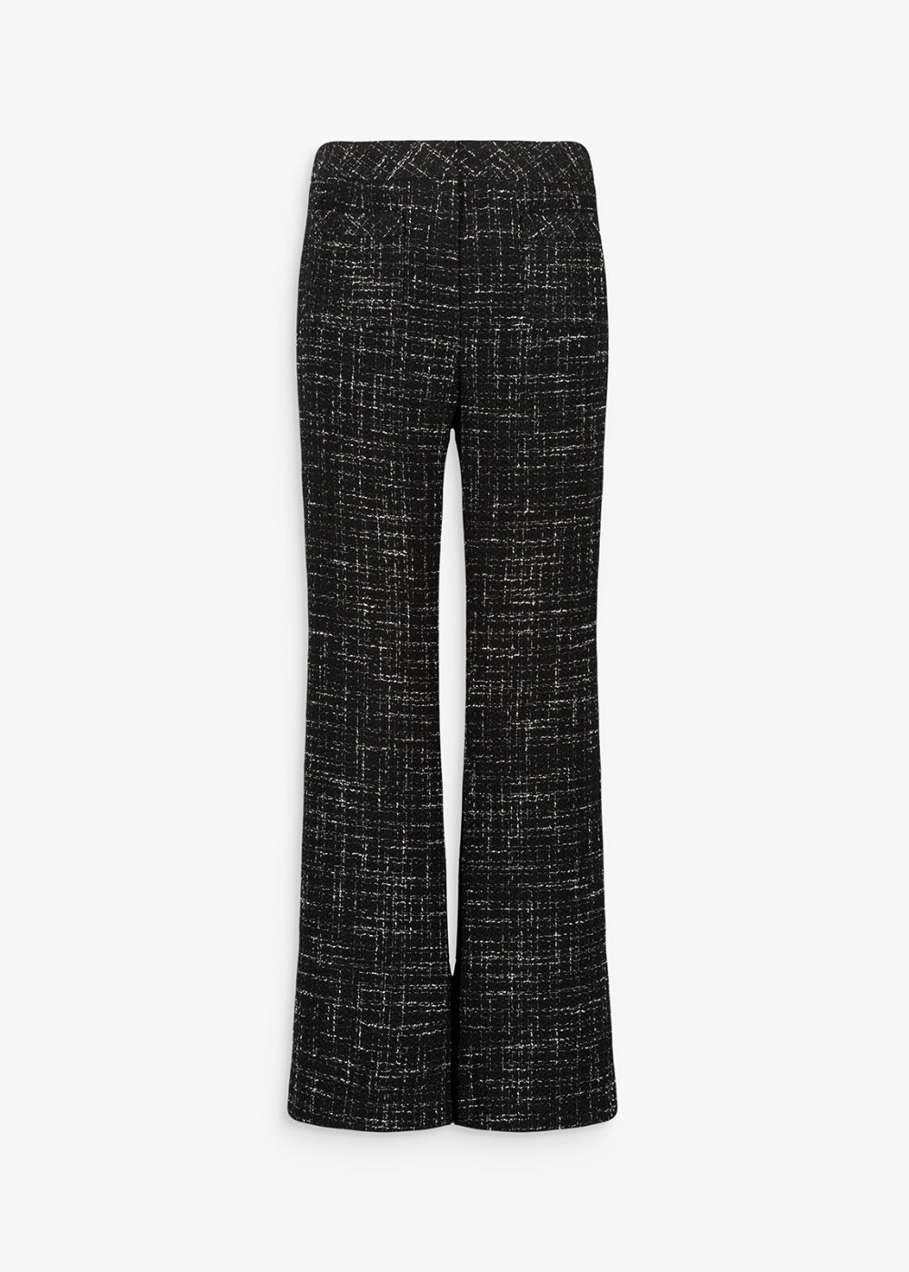 Pantalon coupe évasée en tweed noir avec fermeture cachées