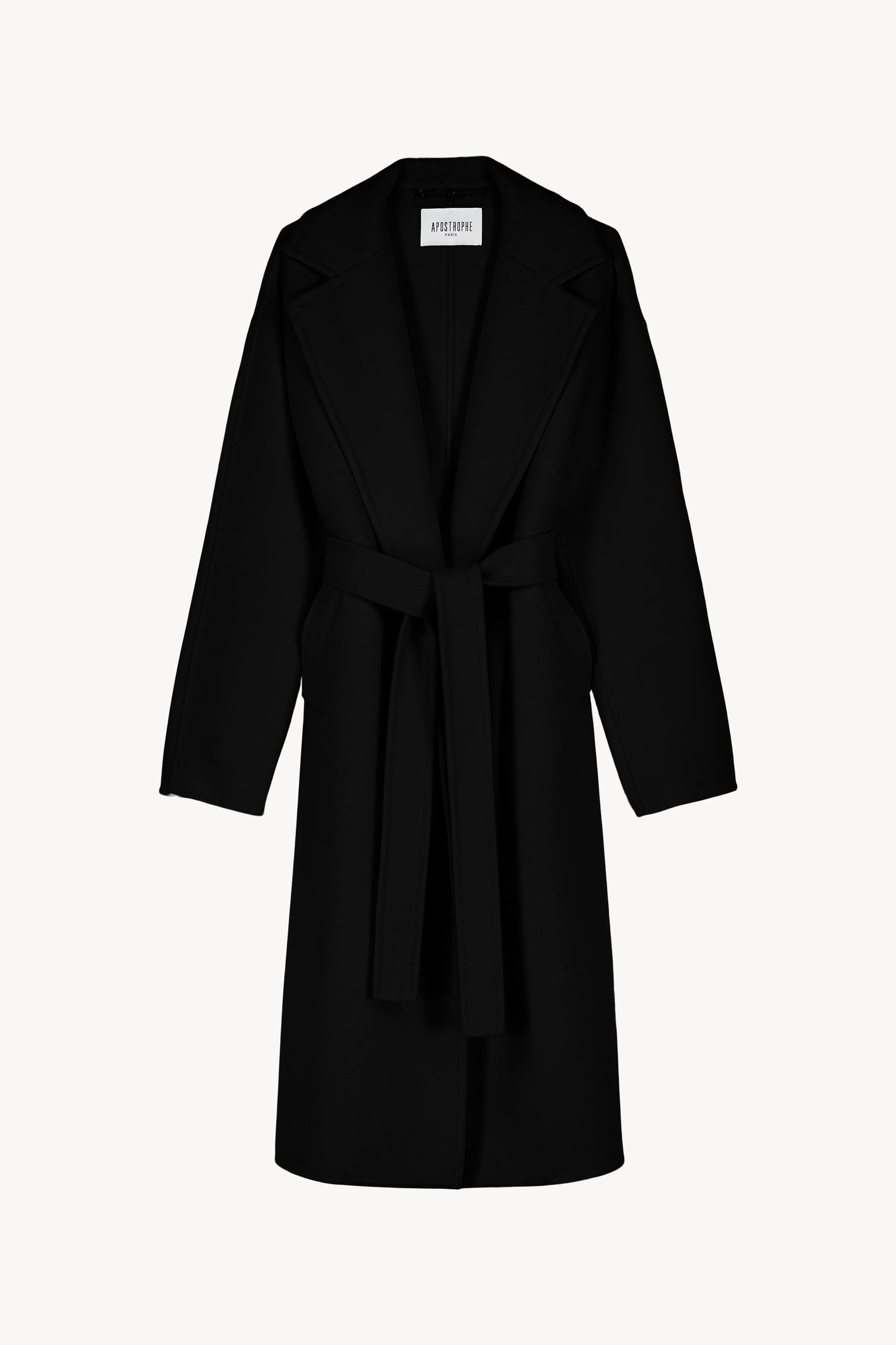 Manteau droit en laine/cachemire, contrasté par des manches et un dos en maille.