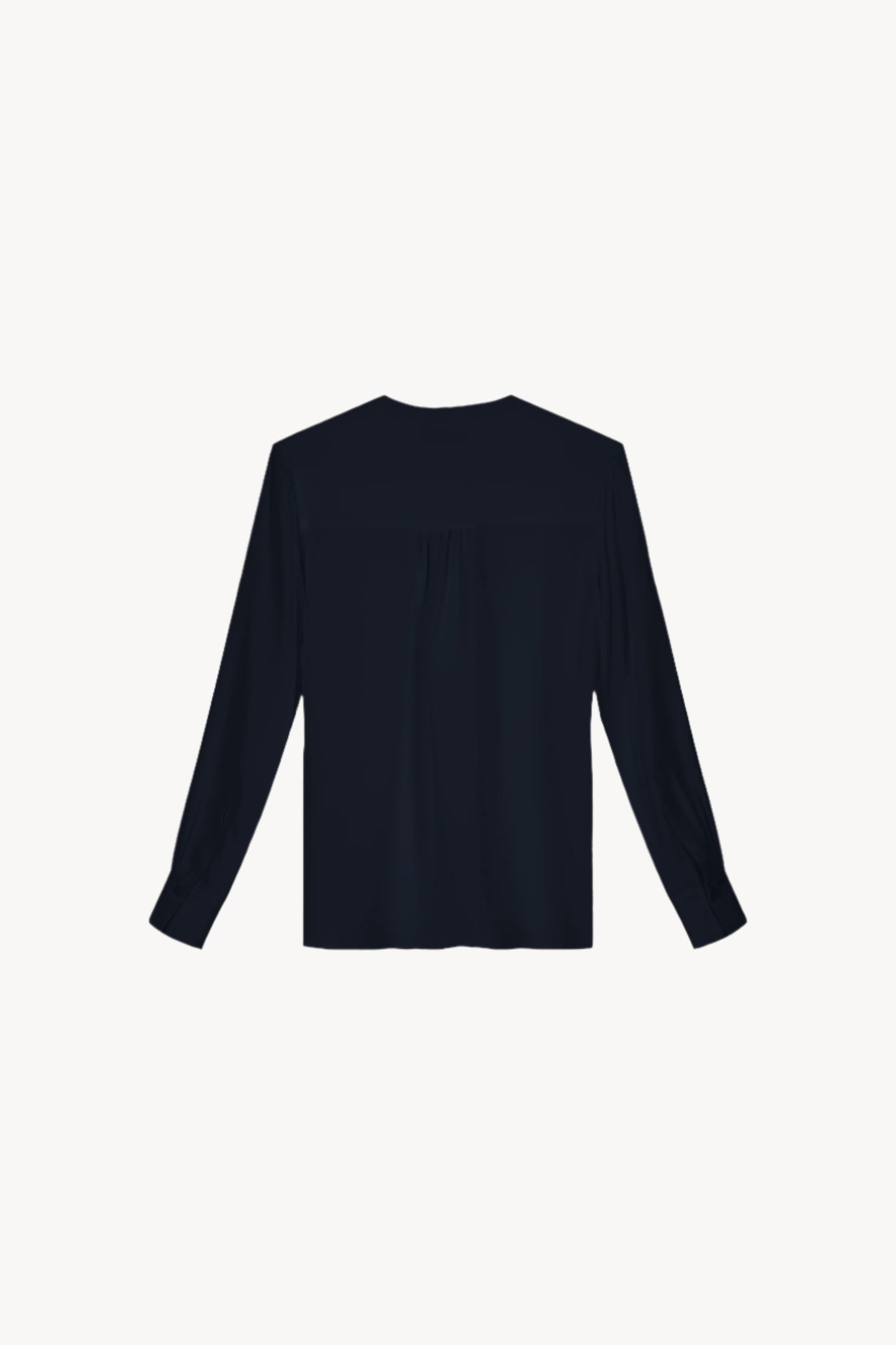 Navy silk shirt with officer collar