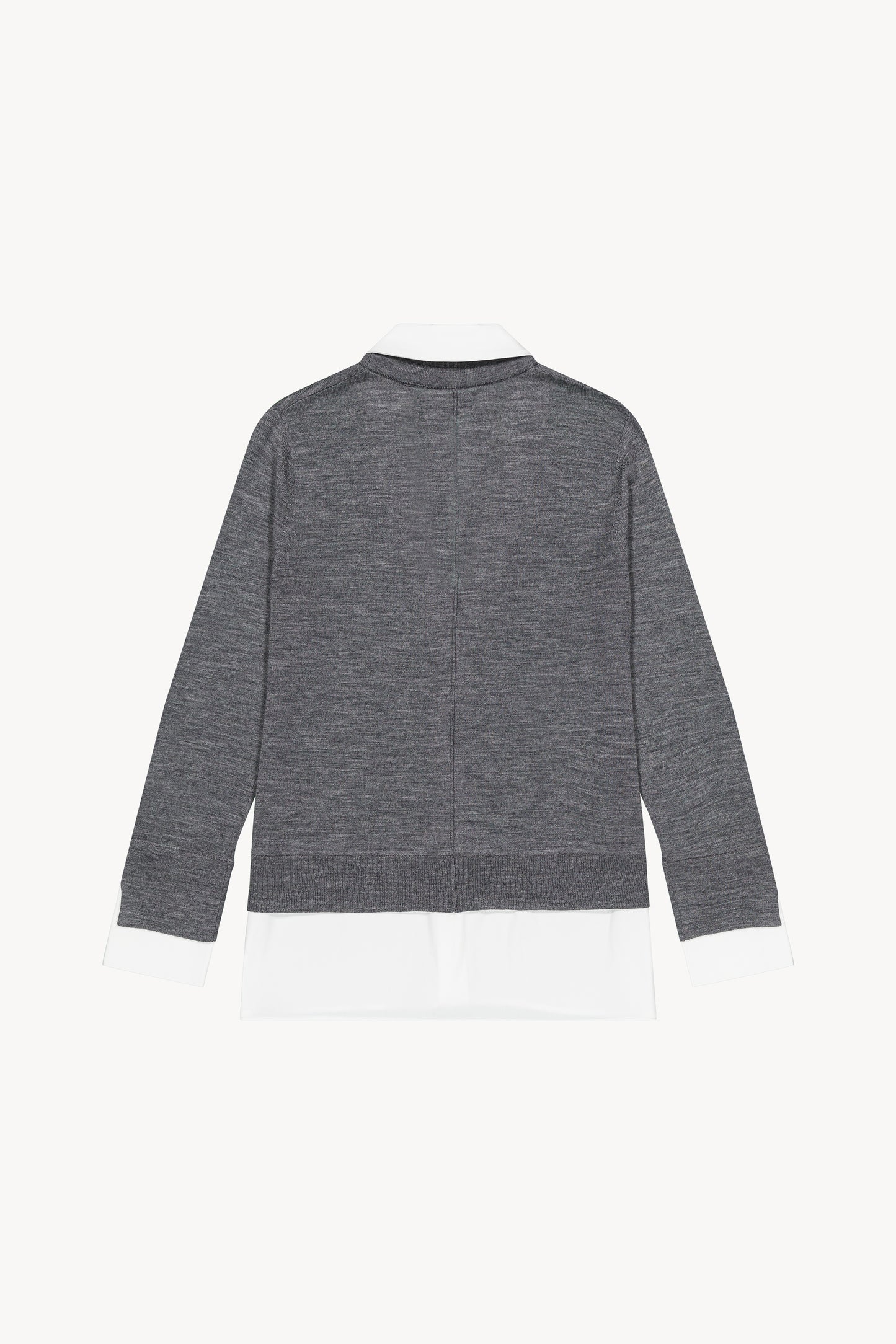 Gilet chemise trompe-l'œil gris avec un col en V et manches et détails côtelés bords