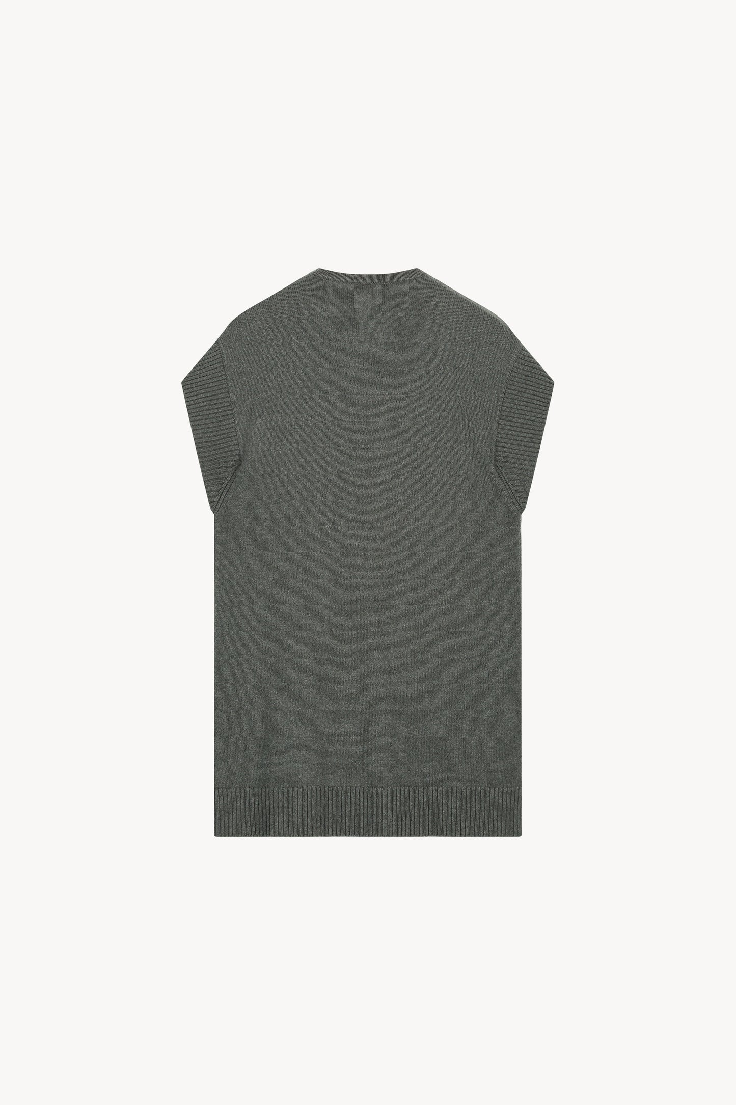 Gilet sans manches en cachemire kaki avec une coupe droite. Composition : 100% Cachemire