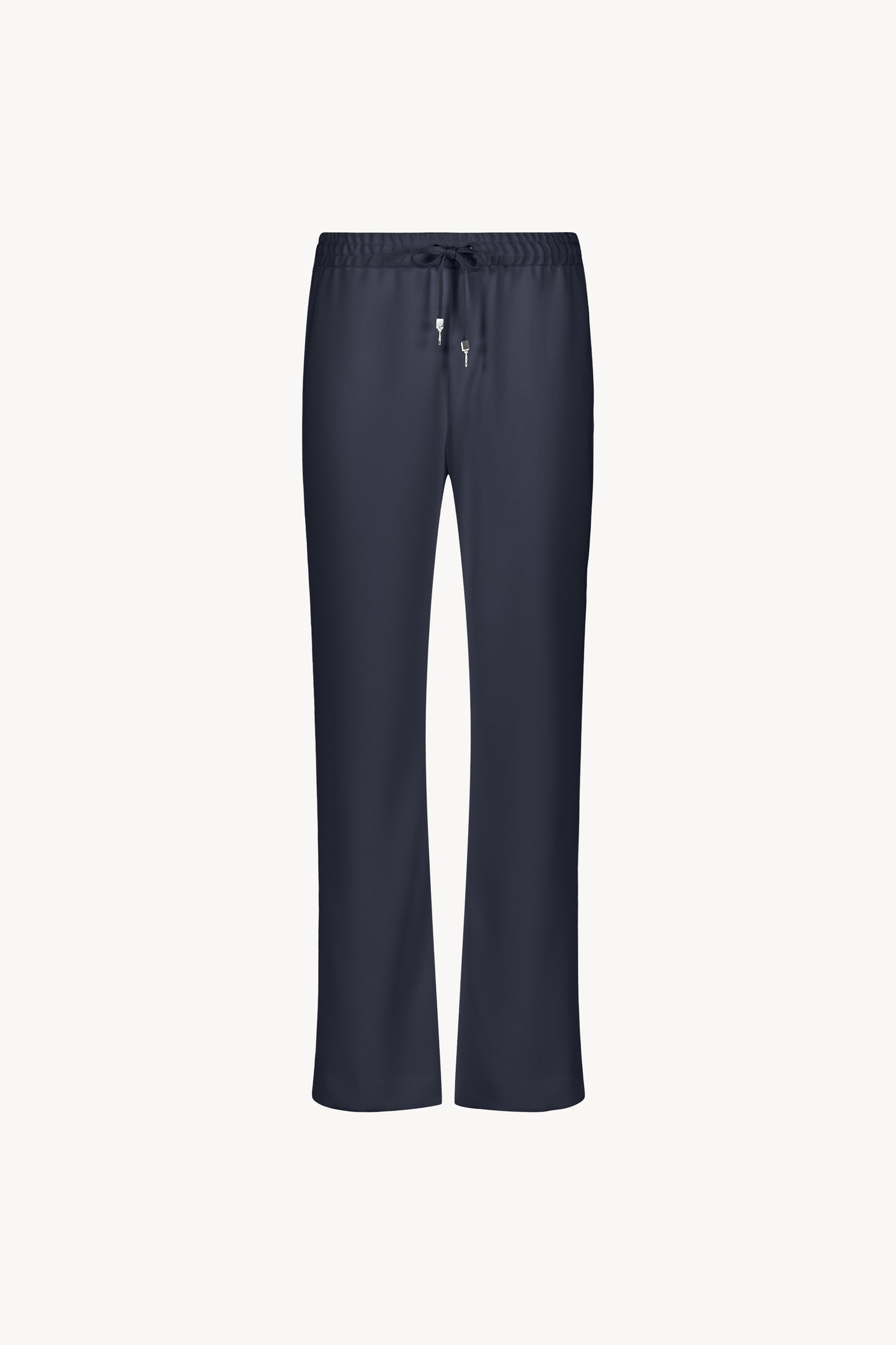 Pantalon fluide large marine avec ceinture froncée