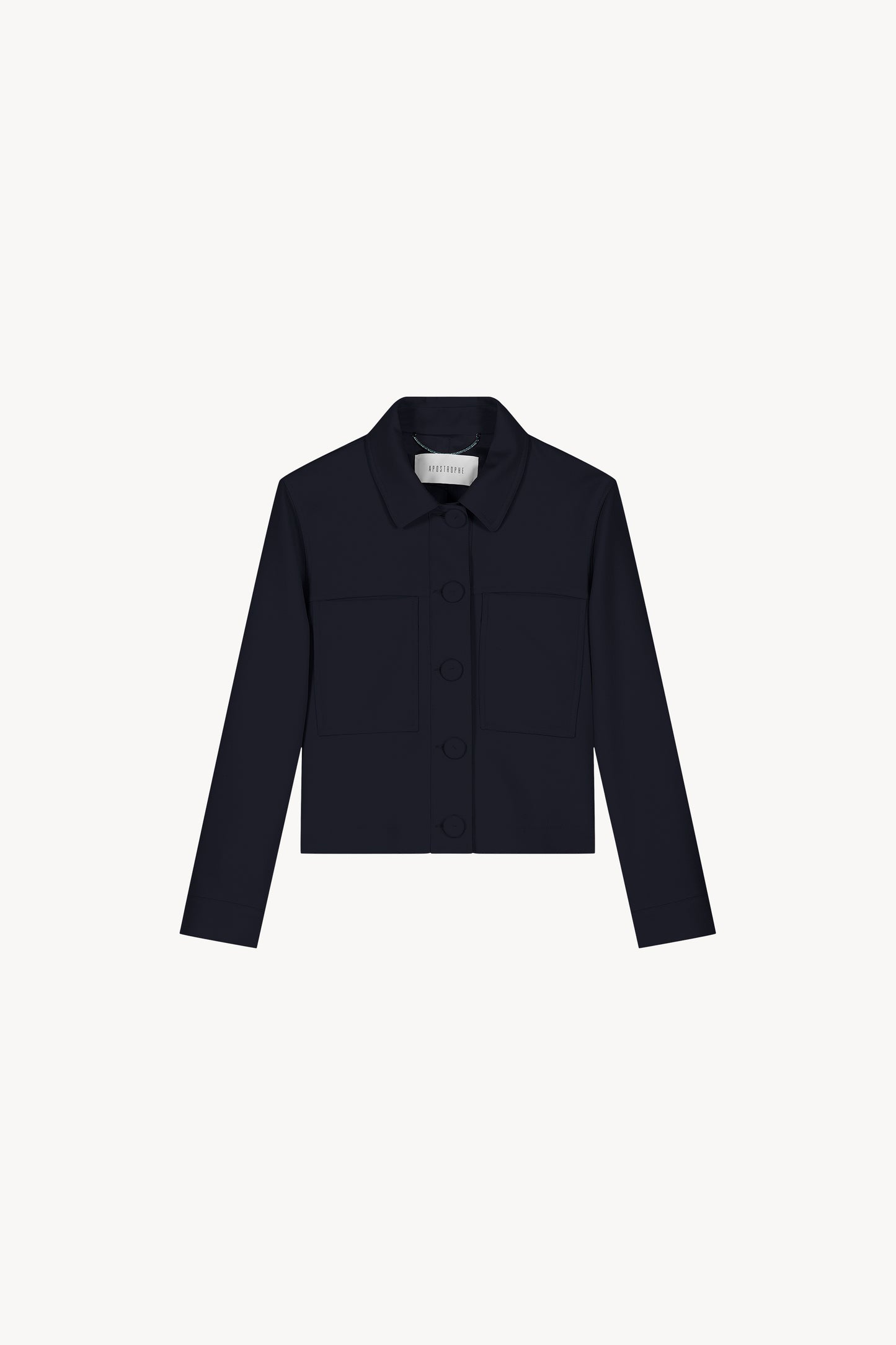 Veste courte marine avec poches plaquées boutons apparents