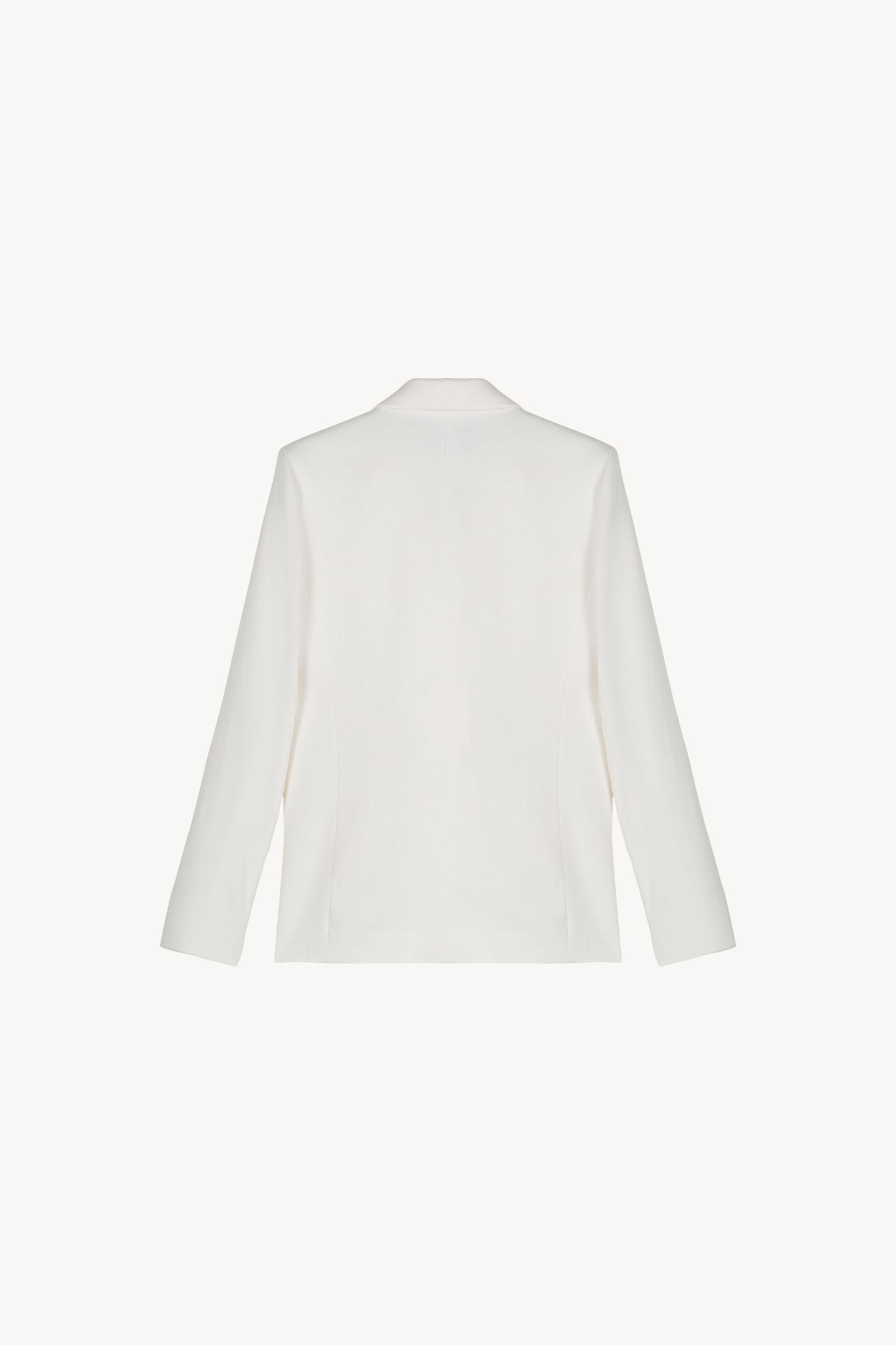 Veste de tailleur croisée cintrée blanc avec col chemise ainsi que 6 boutons