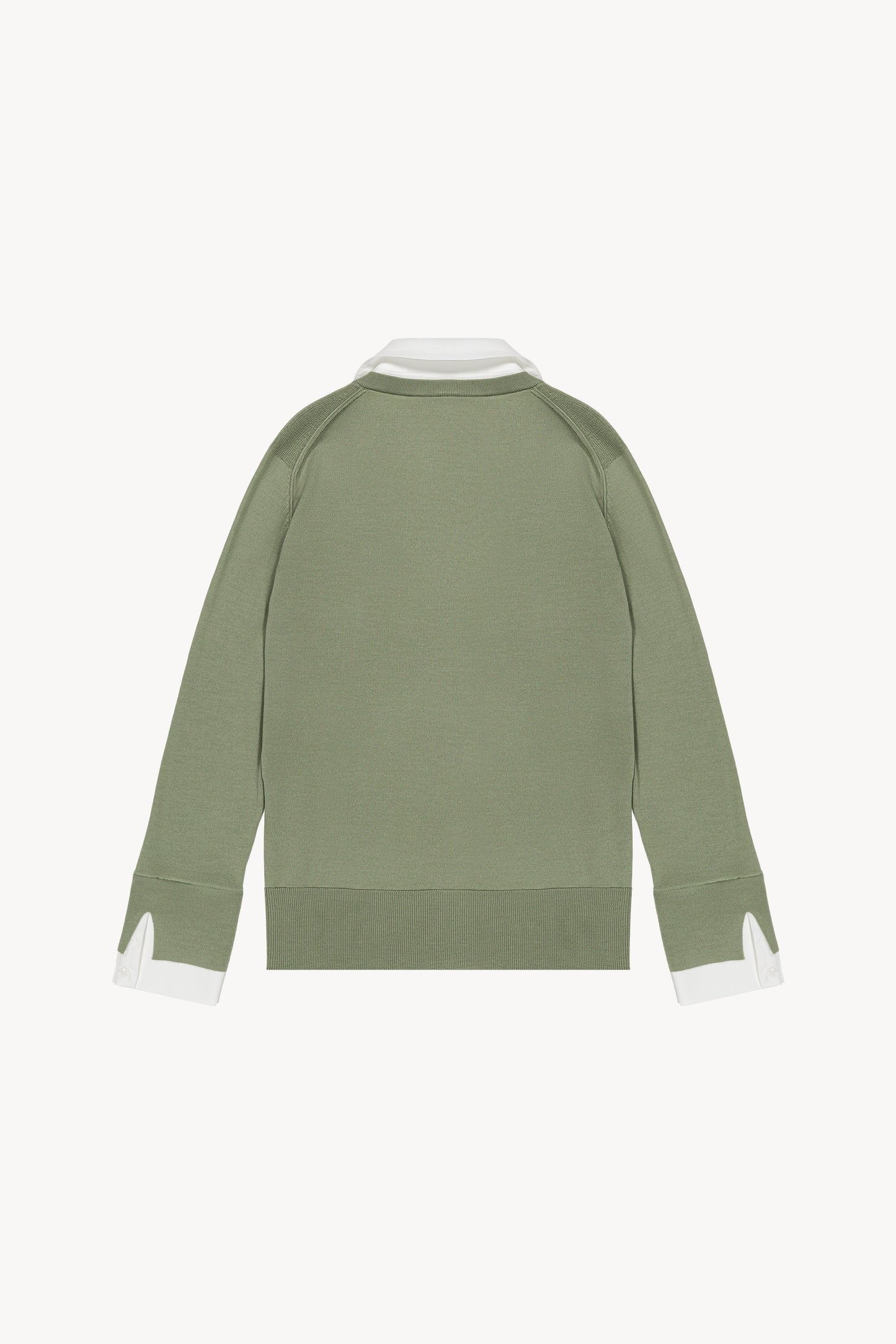 Pull chemise trompe-l'œil kaki