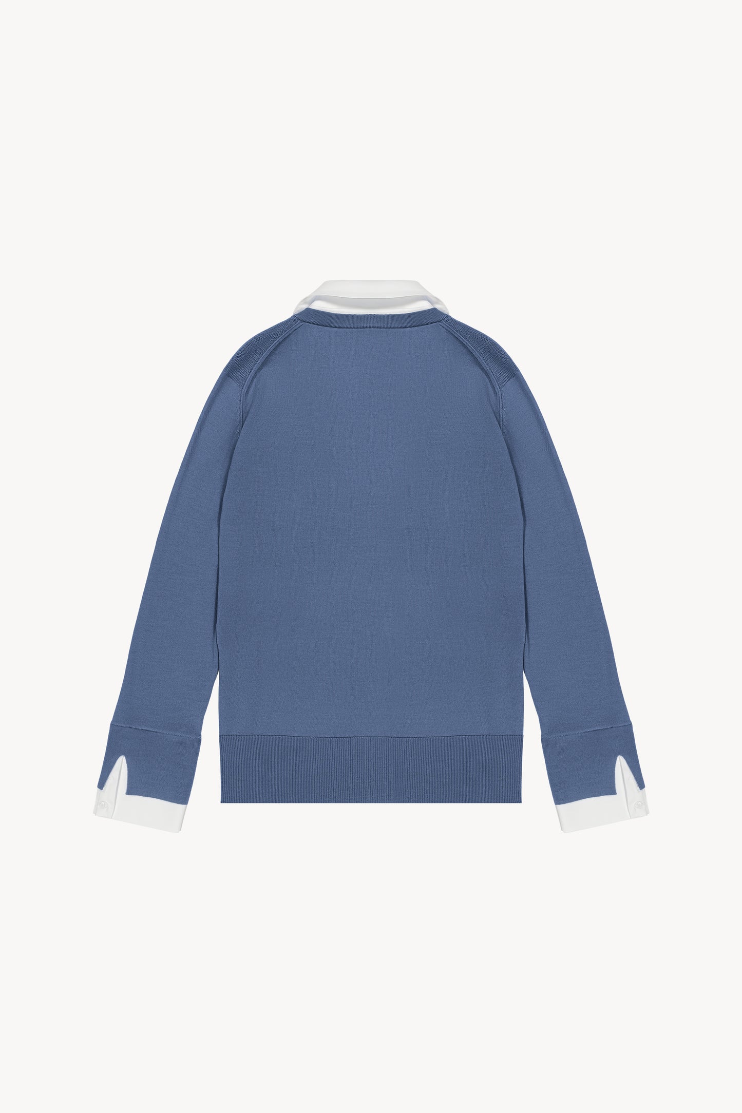 Blue trompe-l'oeil shirt sweater