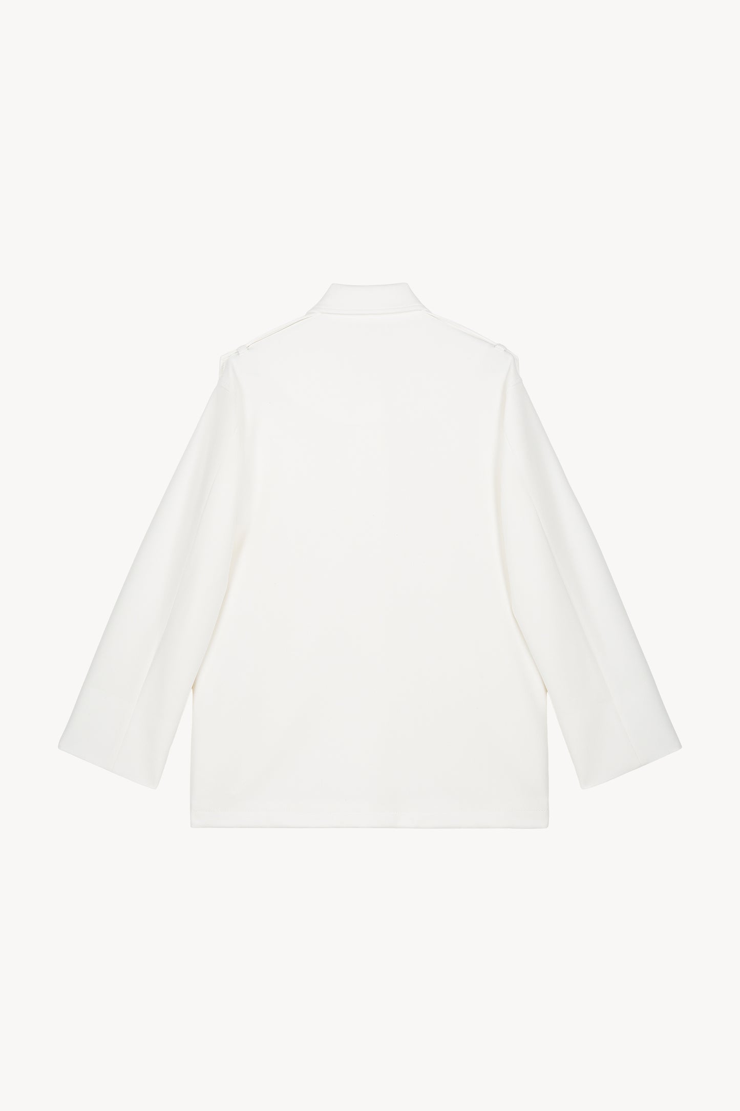 Blouson blanc cassé en toile stretch avec boutons pression gravés