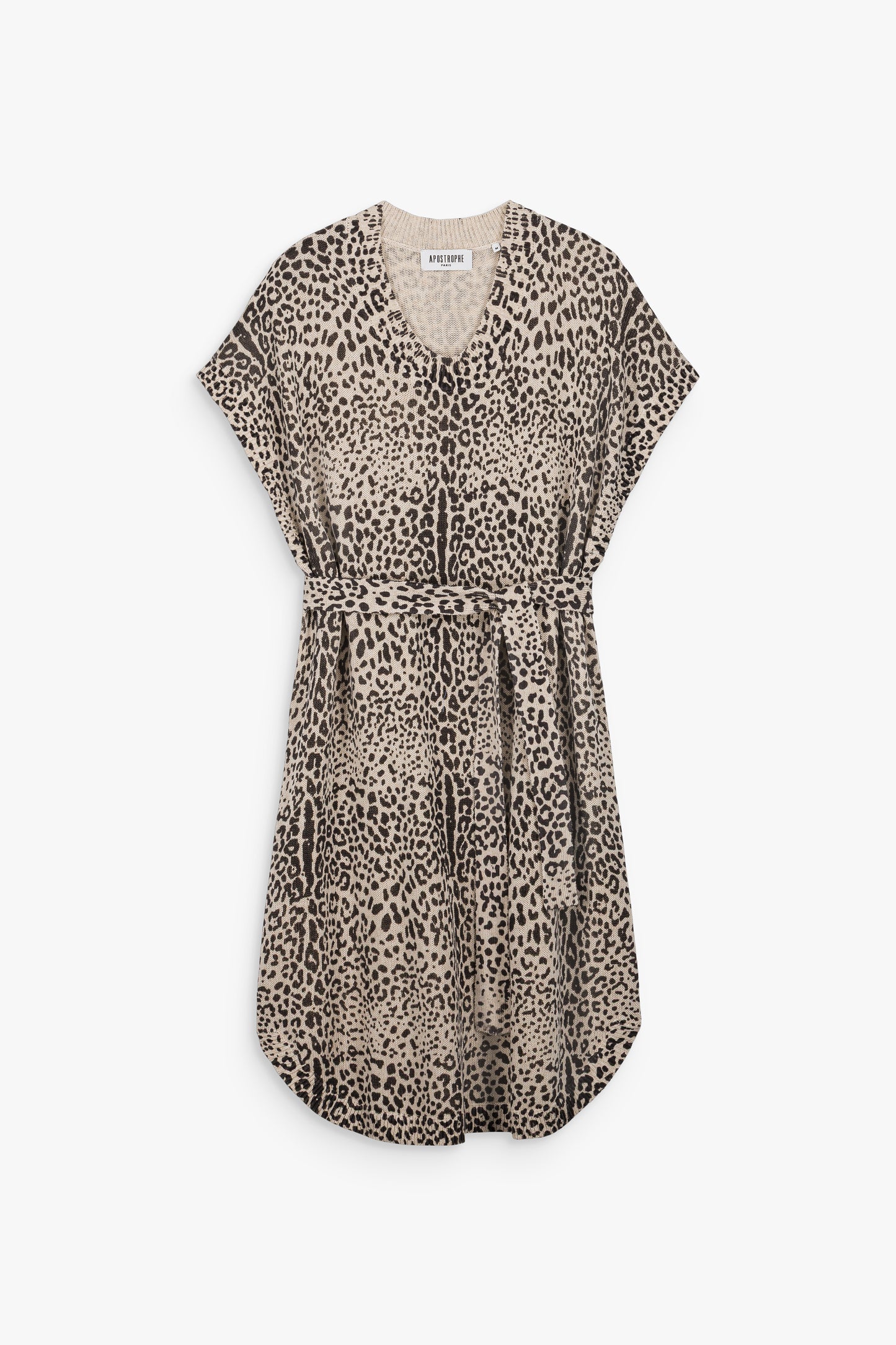 Robe courte à l’imprimé léopard vibrant, à la coupe ample et ceinture ton sur ton.