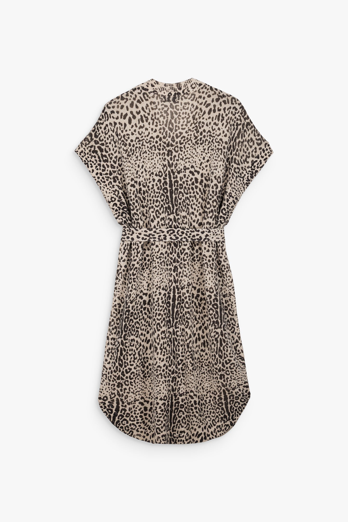 Allure libre et affirmée pour cette robe léopard fluide, soulignée par une taille cintrée et des finitions côtelées.