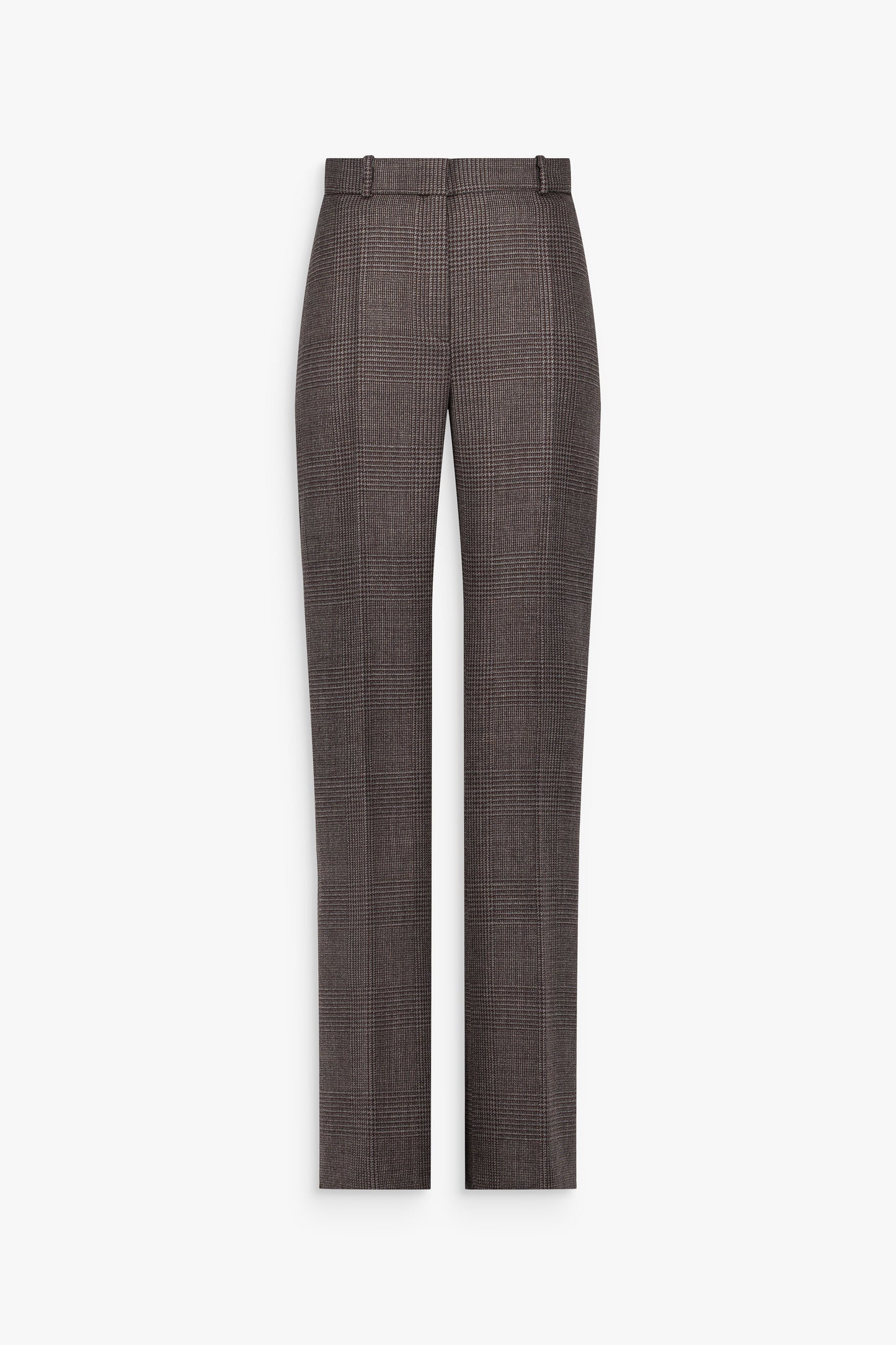 Pantalon droit ébène en tartan, coupe nette et style contemporain.