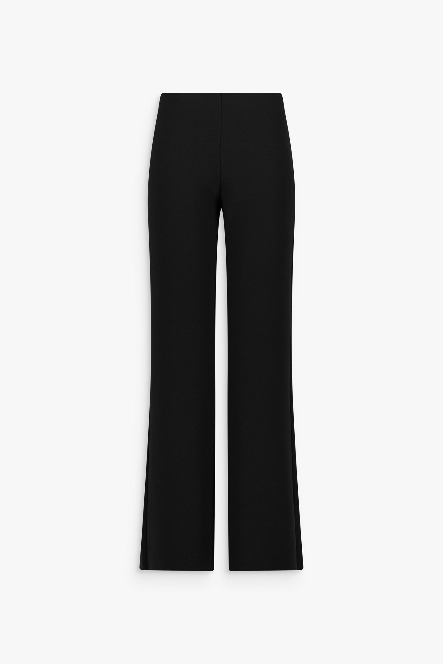 Pantalon évasé noir à plis, silhouette fluide et raffinée.