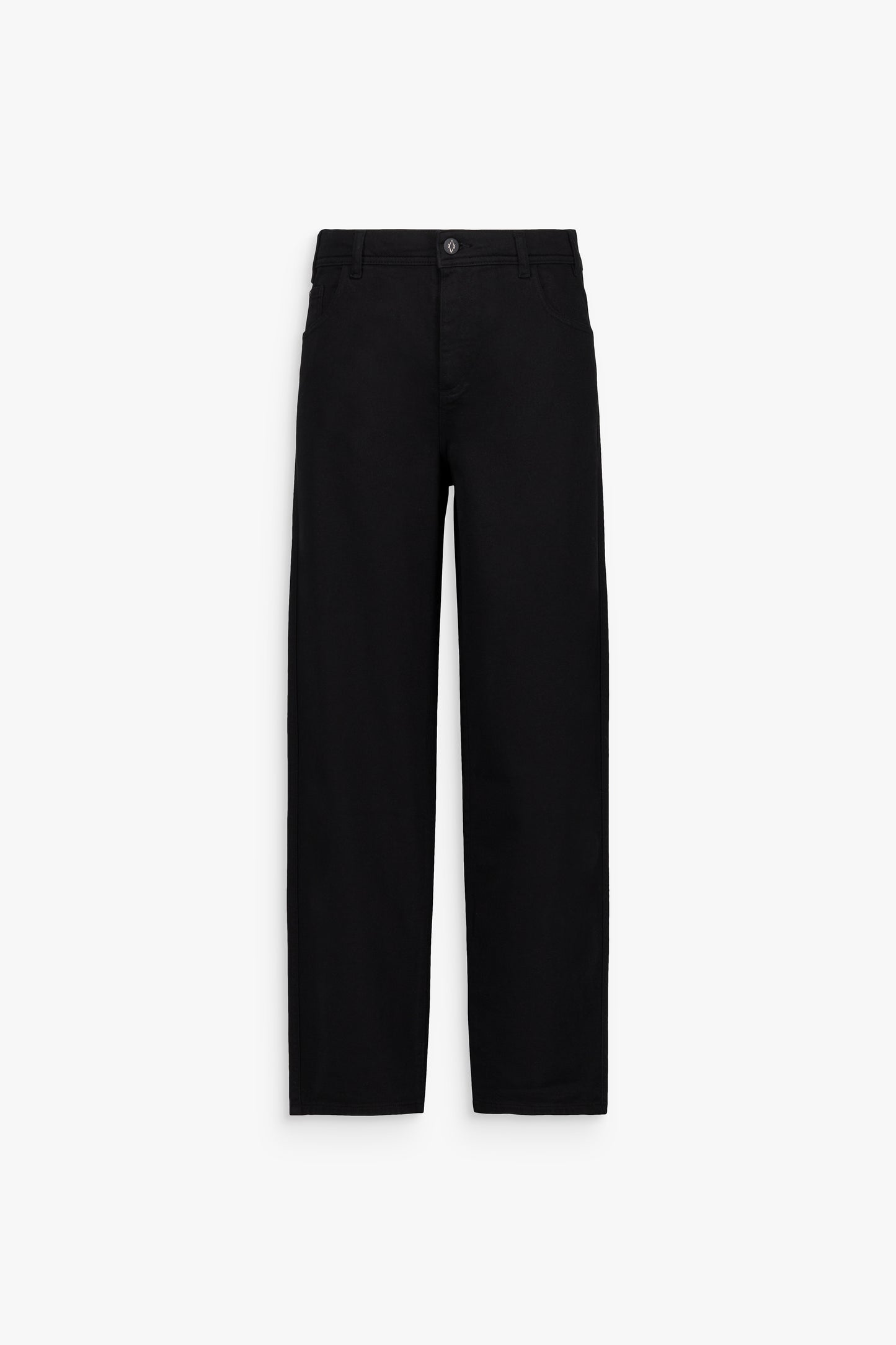 Jean femme noir, coupe intemporelle avec fermeture bouton en corne.