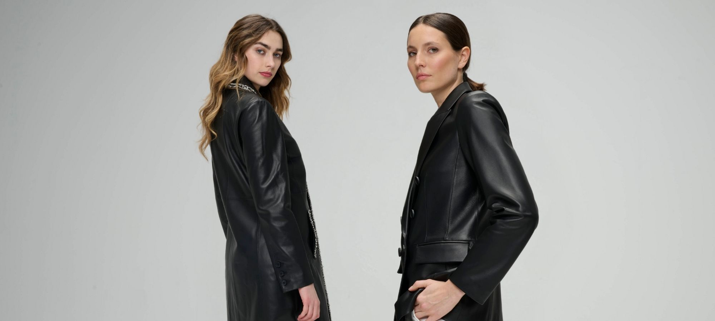 veste en cuir noir nouvelle collection printemps été 2024