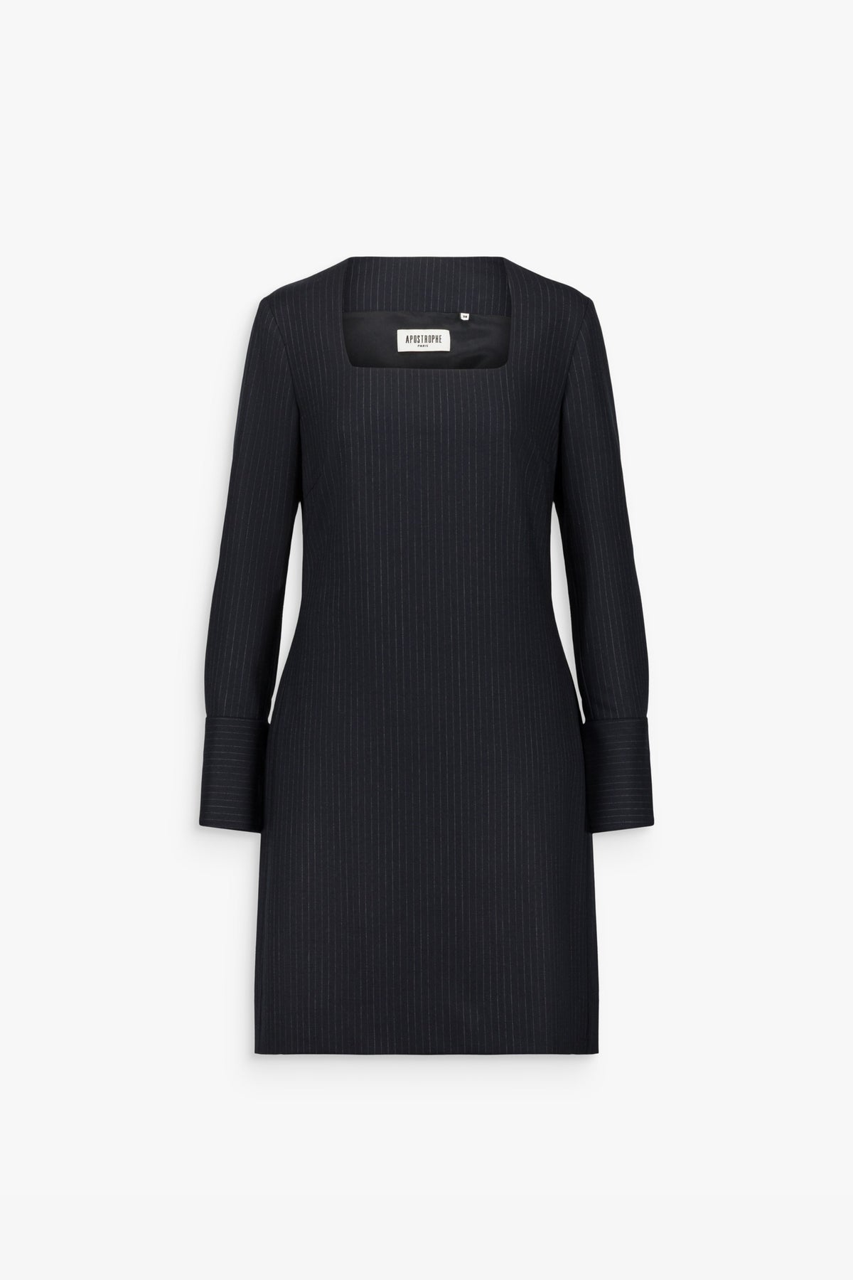 Robe droite en laine rayée marine
