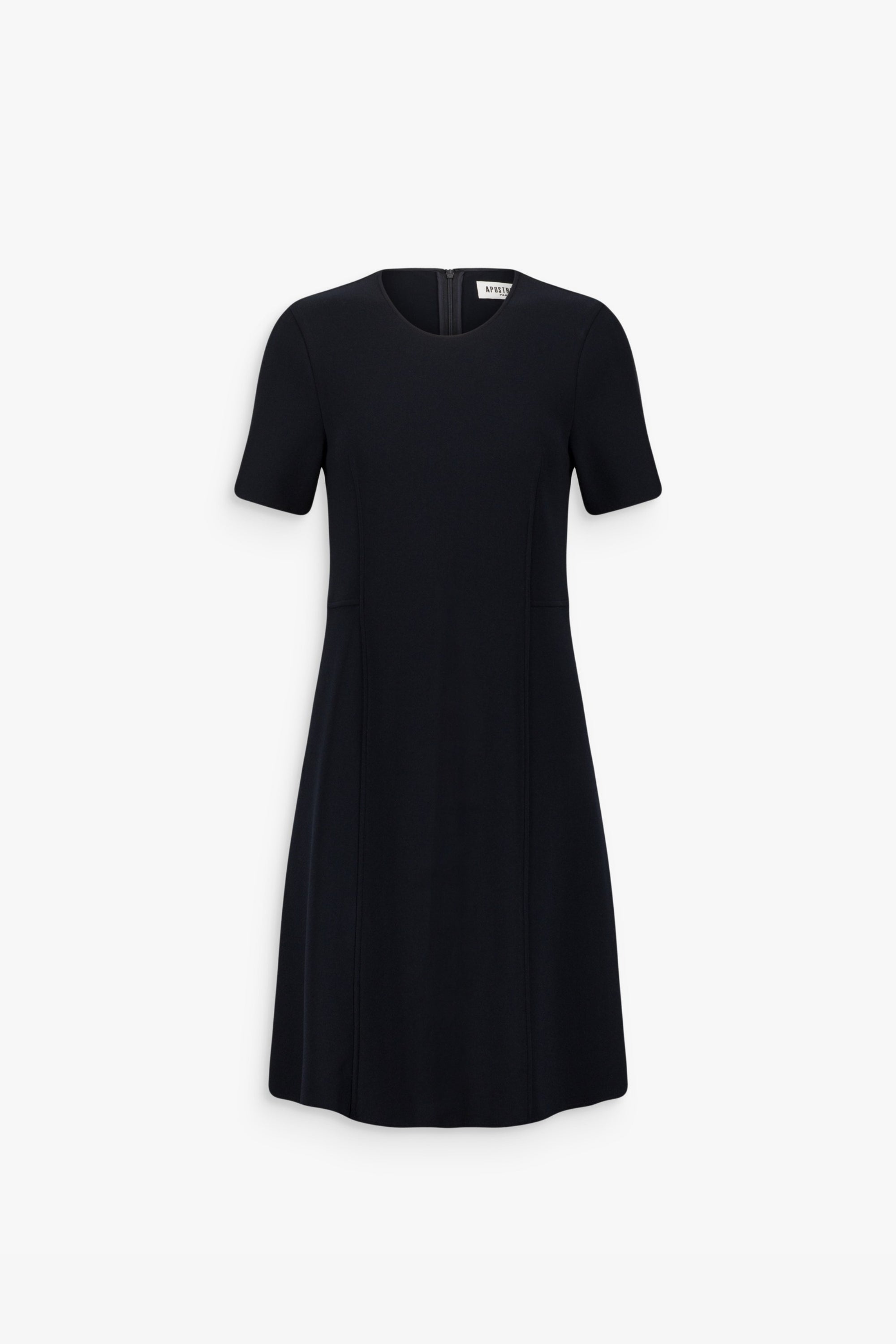 Robe découpes verticales en crêpe stretch marine