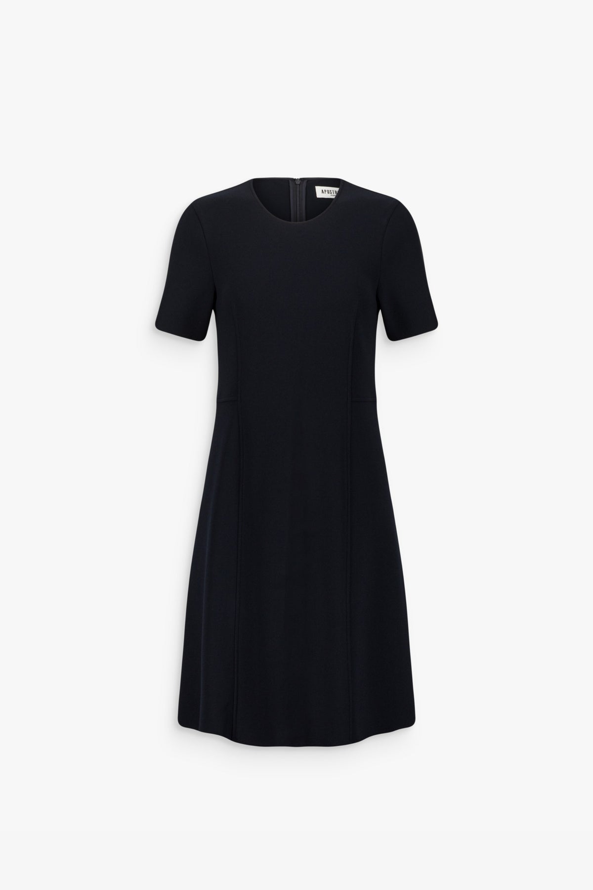 Robe découpes verticales en crêpe stretch marine