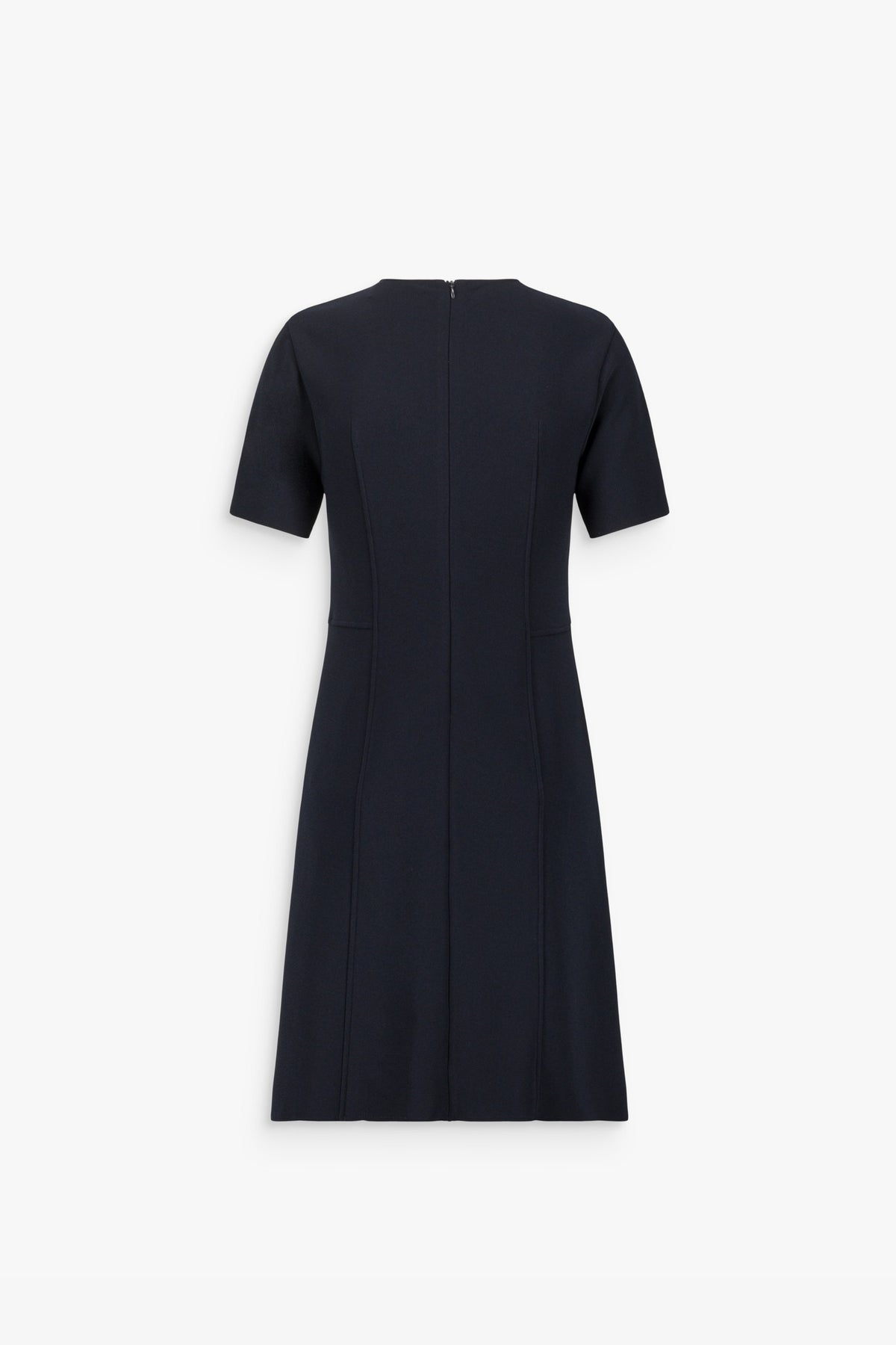Robe découpes verticales en crêpe stretch marine