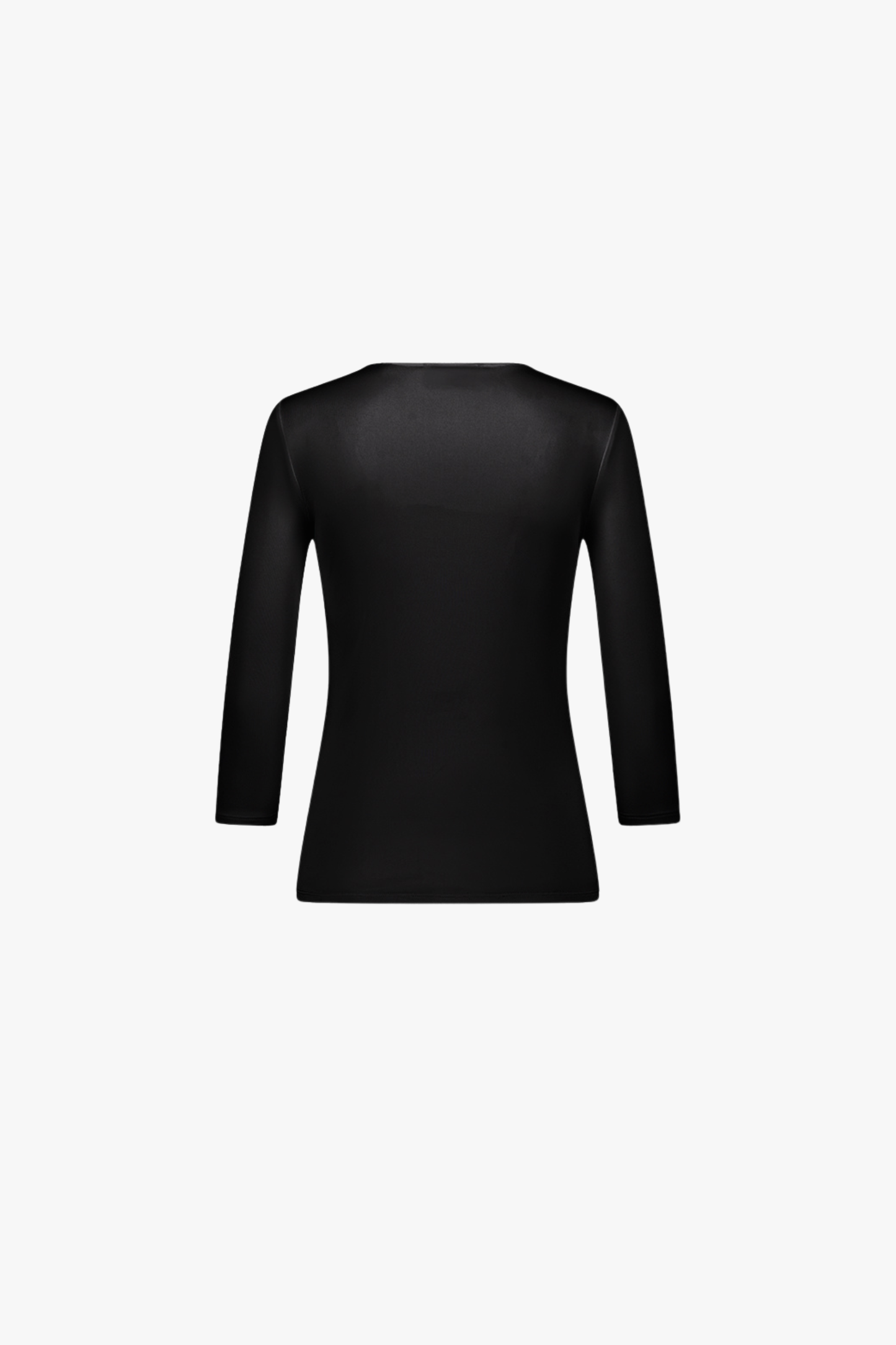 Dos du top en soie noir, tombé fluide et ligne épurée.